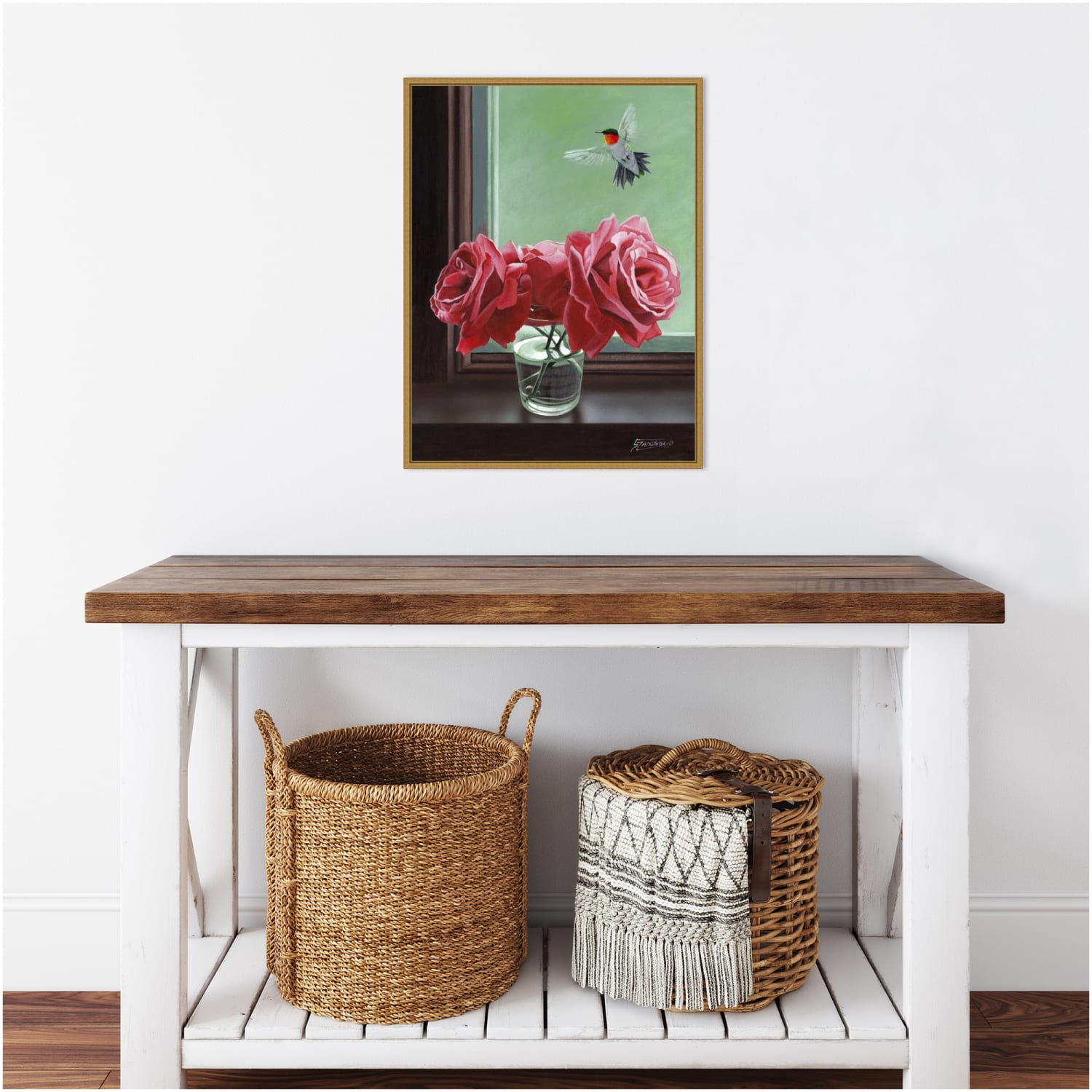 Amanti Art Window Shopping Rose by Fred Szatkowski Framed Canvas Wall Art Print, 24inH x 18inW, Gold - Image 6