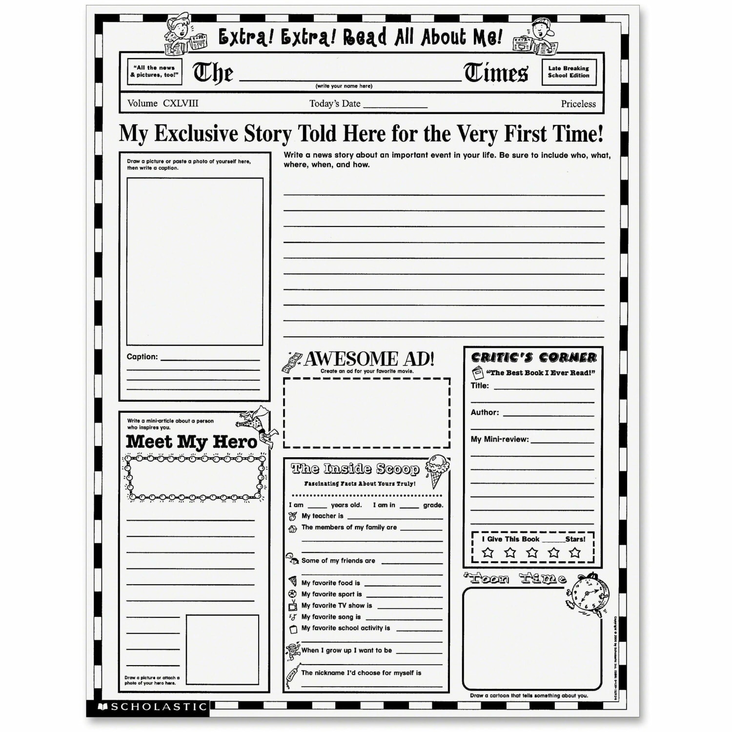 Scholastic Instant Personal Posters - Extra, Extra Read All About Me!