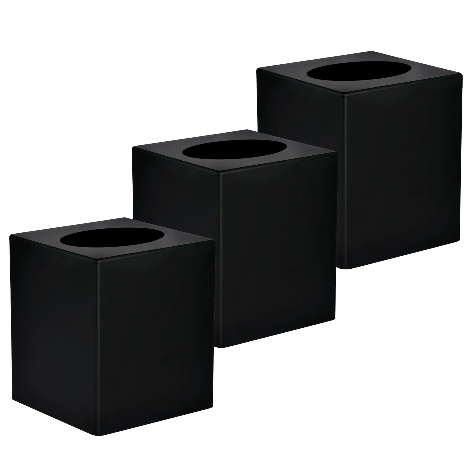 Alpine Acrylic Tissue Box Covers, 6-1/2in x 4-3/4in x 4-3/4in, Black, Pack Of 3 Covers