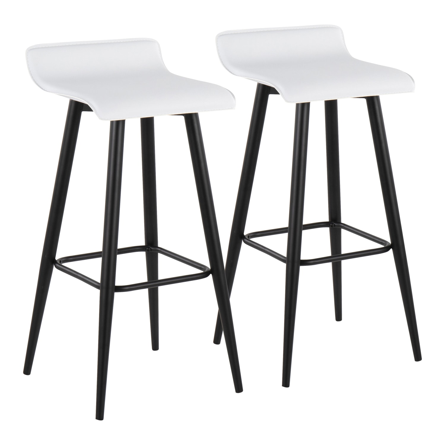 LumiSource Ale Fixed-Height Bar Stools, White/Black, Set Of 2 Stools