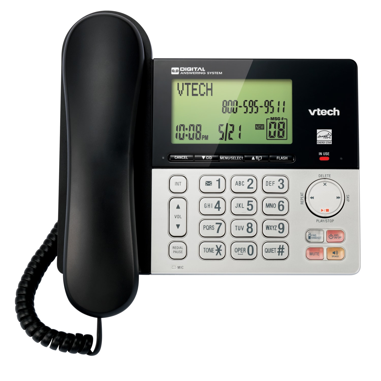 VTech CS6949 DECT 6.0 Standard Phone - Black, Silver - 1 x Phone Line - Speakerphone - Answering Machine - Hearing Aid Compatible - Image 5