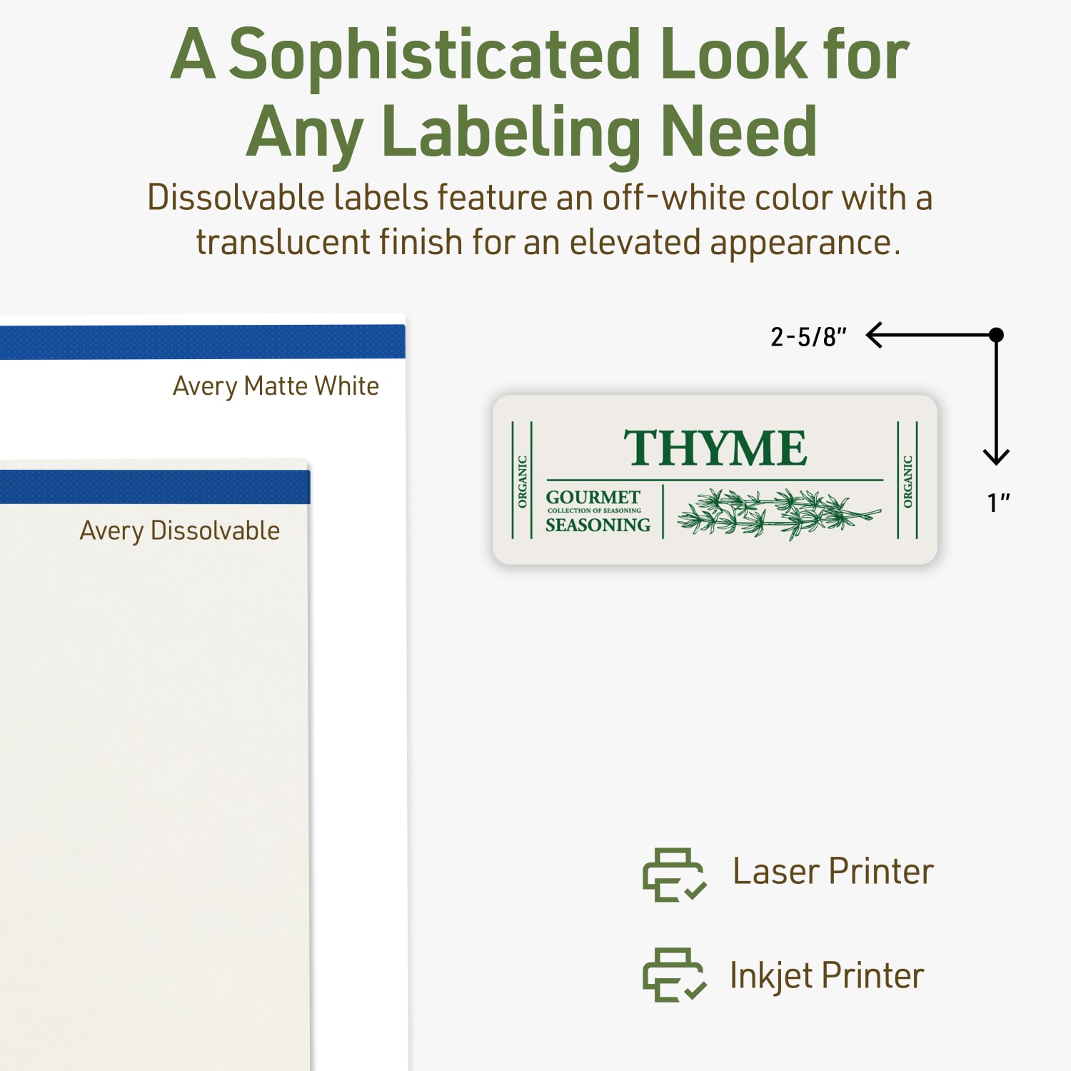 Avery Dissolvable Labels With Sure Feed Technology, 94200-DWMP10, Rectangle, 1inx2-5/8in, Matte Off-White, Pack Of 300 - Image 5