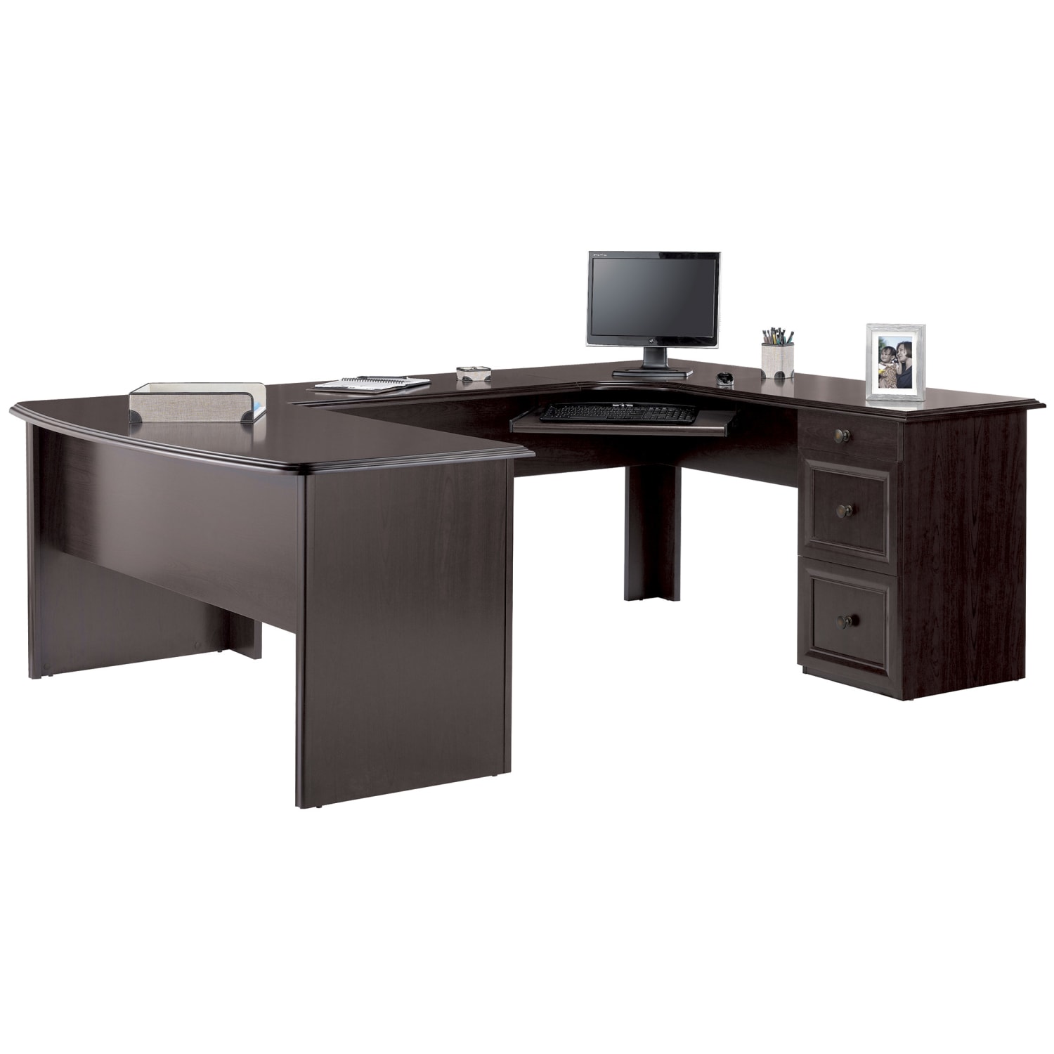Realspace Broadstreet 65inW U-Shaped Executive Corner Desk, Walnut - Image 3