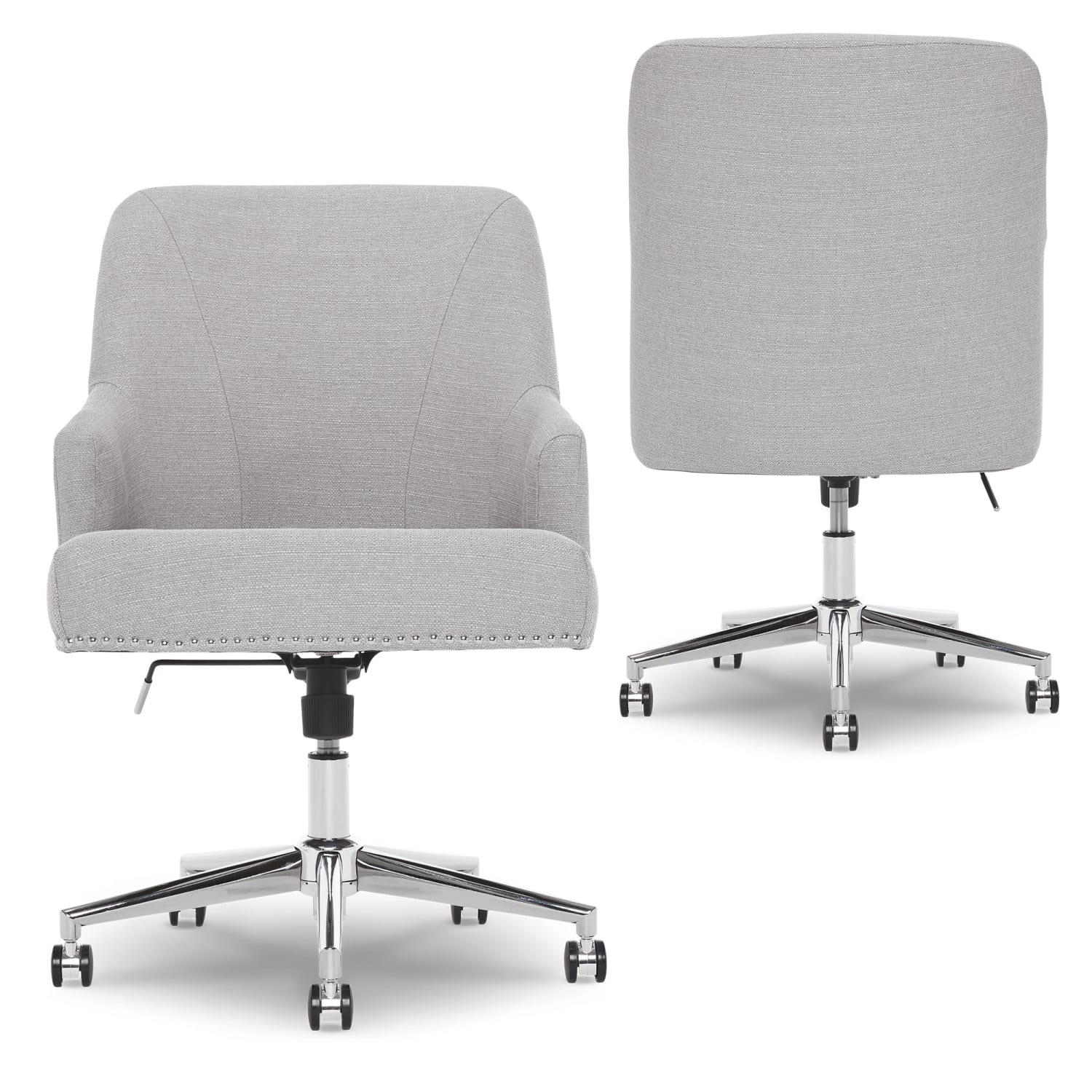 Serta Leighton MidBack Office Chair Light GrayChrome PopularChairscom Serta Leighton Mid Back Office Chair Light GrayChrome PopularChairscom