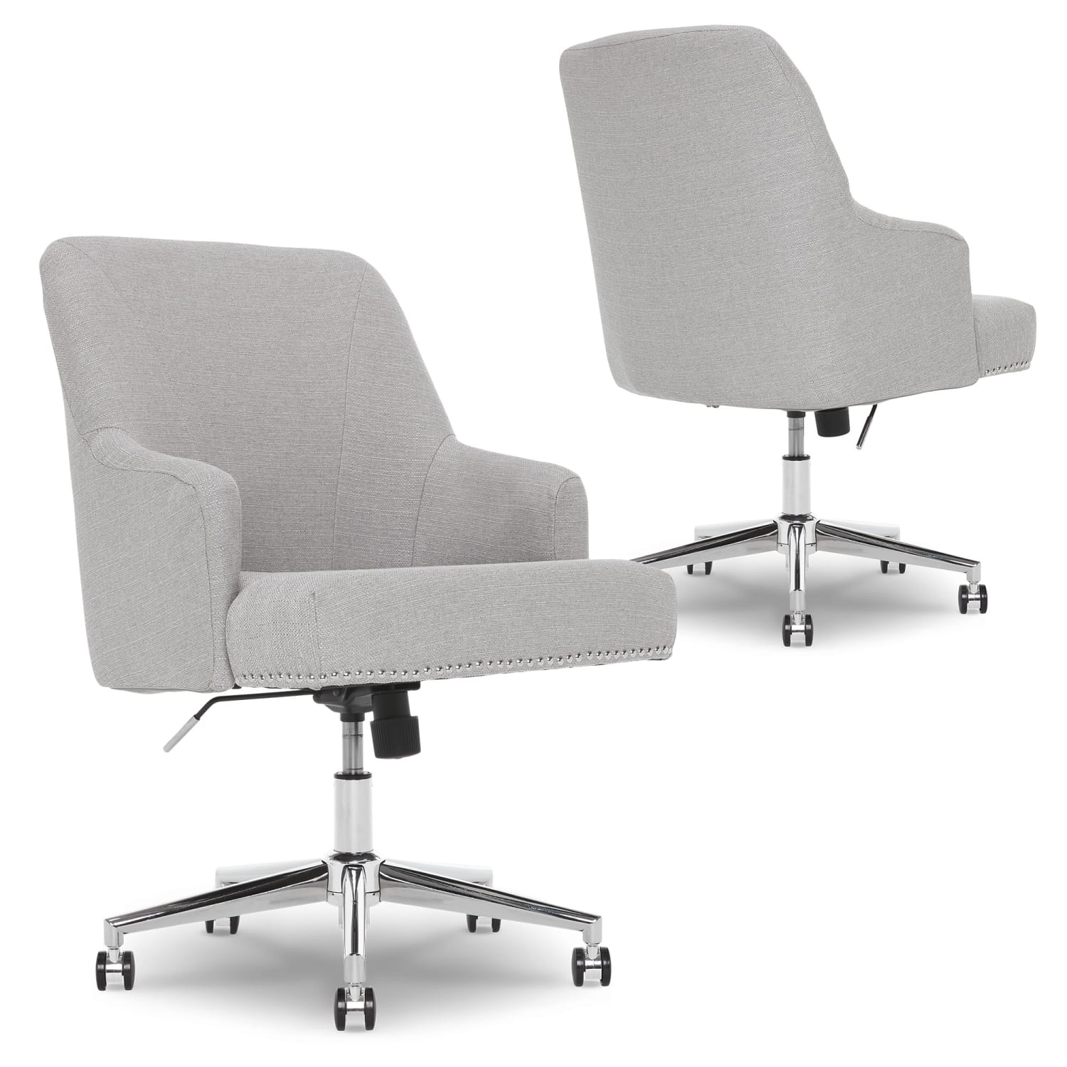 Serta Leighton MidBack Office Chair Light GrayChrome PopularChairscom Serta Leighton Mid Back Office Chair Light GrayChrome PopularChairscom