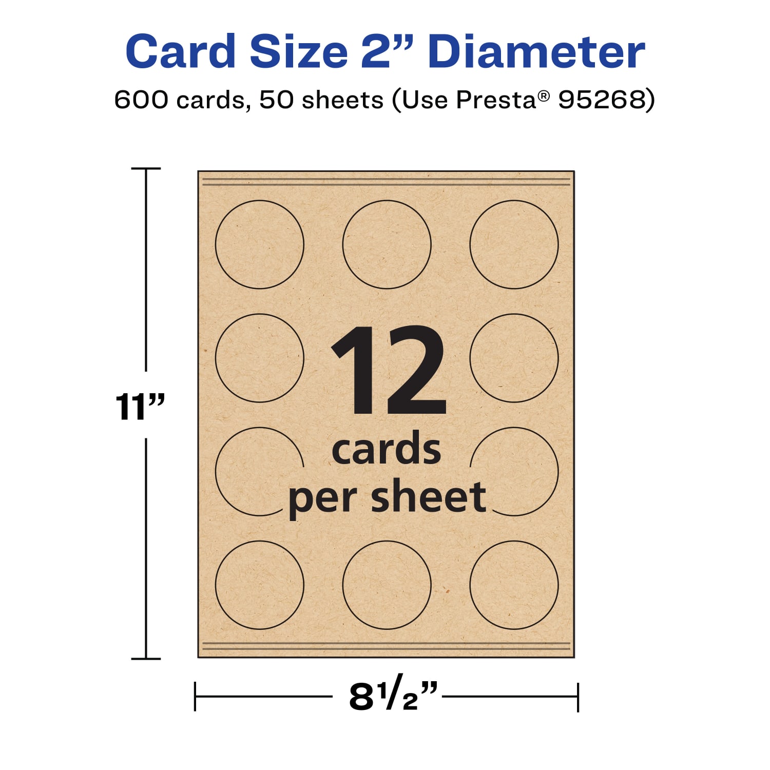 Avery Printable Business Cards With Sure Feed Technology, 95268-KMC50, Round, 2in Diameter, Kraft Brown, Pack Of 600 - Image 6