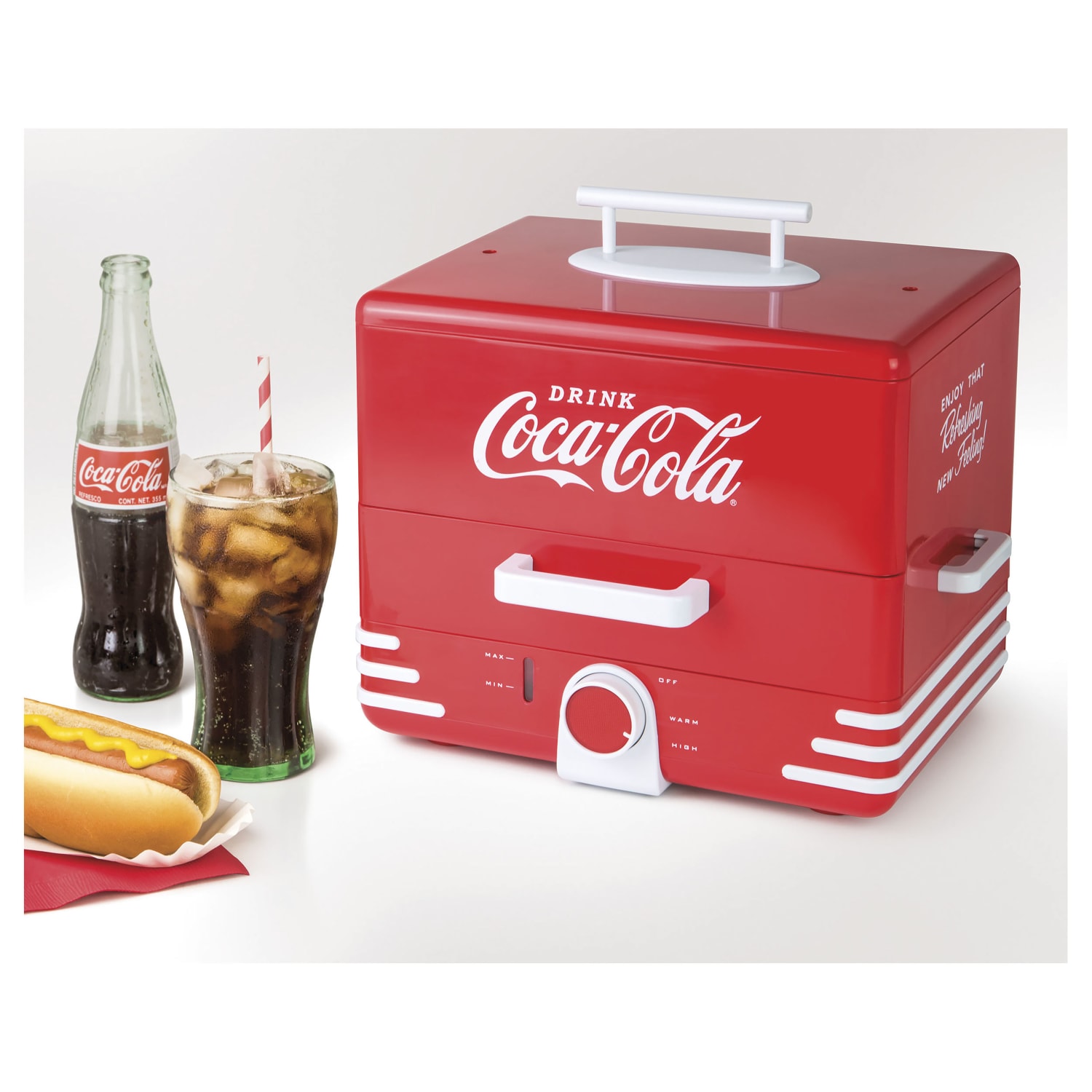 Nostalgia Electrics Large Coca-Cola Hot Dog Steamer, Red - Image 3