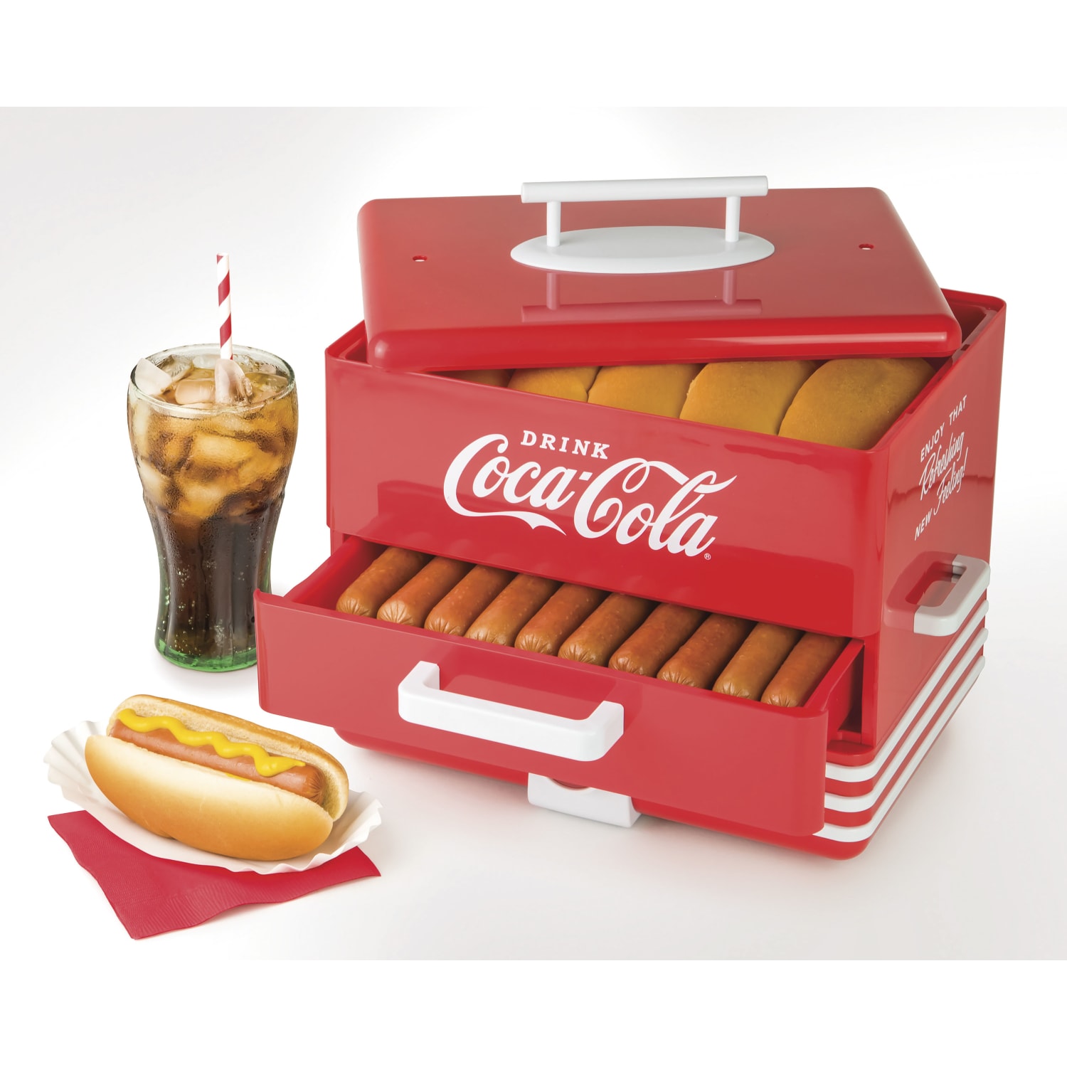 Nostalgia Electrics Large Coca-Cola Hot Dog Steamer, Red - Image 5