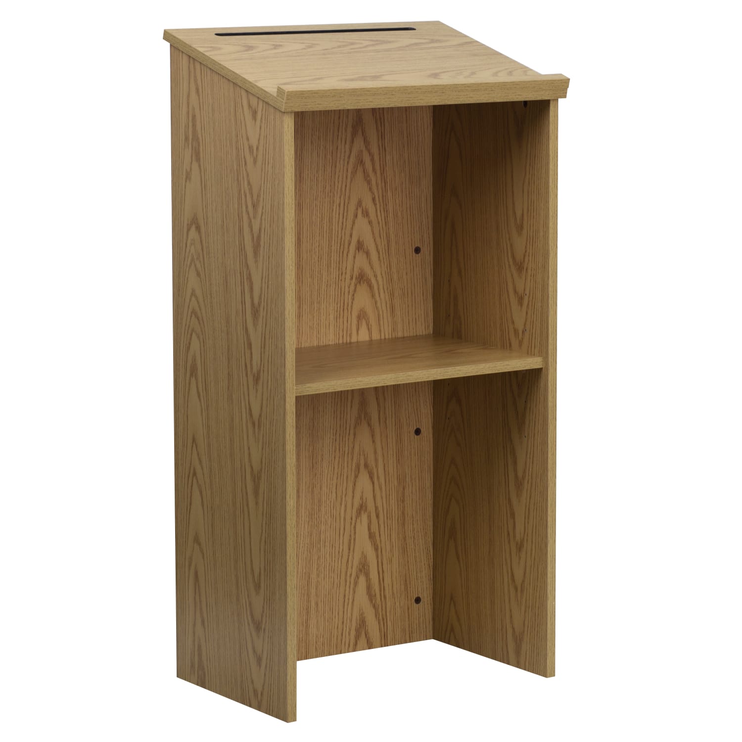 Flash Furniture Stand-Up Wood Lectern, 45-3/4inH x 23inW x 15inD, Oak - Image 3