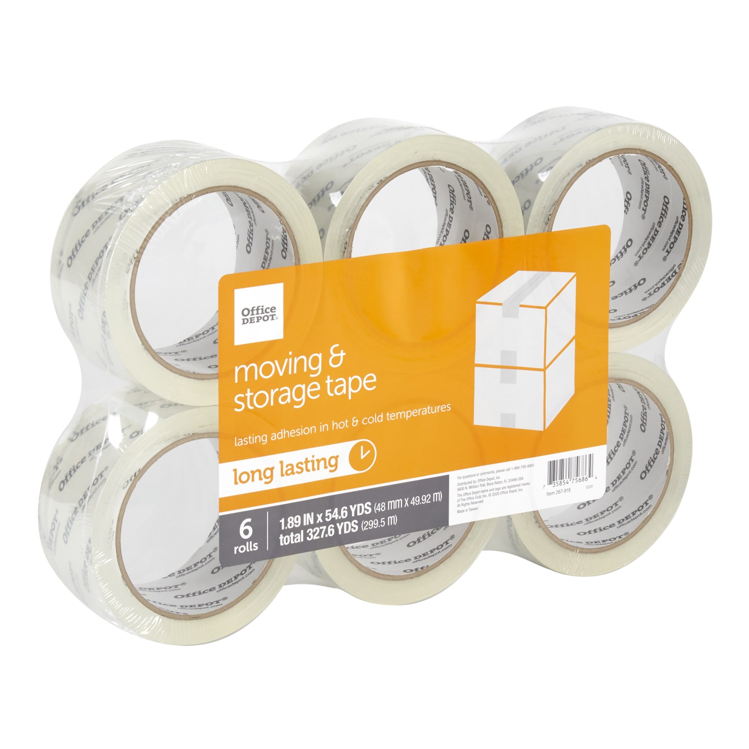 Office Depot Brand Moving & Storage Packing Tape, 1.89in x 54.6 Yd., Crystal Clear, Pack Of 6 Rolls - Image 3