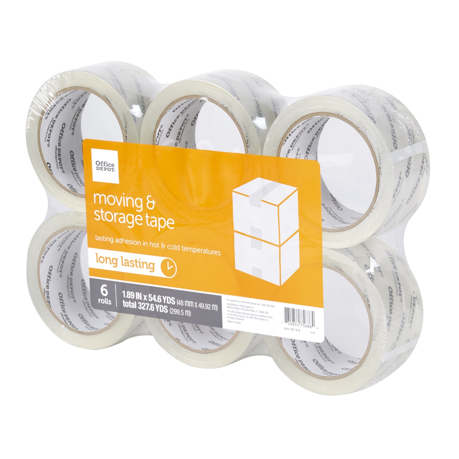 Office Depot Brand Moving & Storage Packing Tape, 1.89in x 54.6 Yd., Crystal Clear, Pack Of 6 Rolls - Image 4