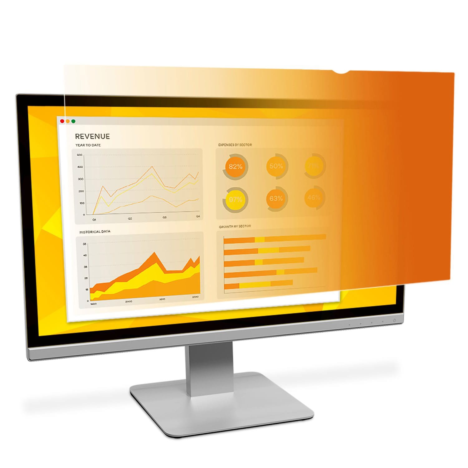 3M Gold Privacy Filter Screen for 22in Widescreen Monitors, 16:10 Aspect Ratio, Reduces Blue Light - Image 3