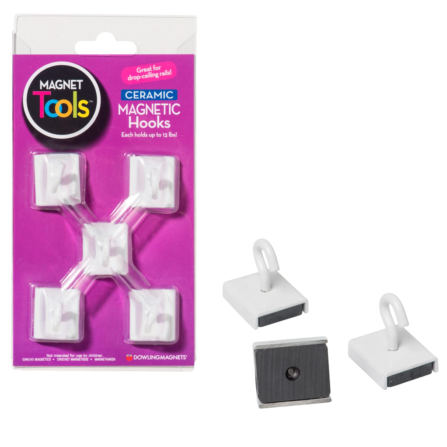 Dowling Magnets Ceramic Magnetic Hooks, 5 Per Pack, 3 Packs - Image 3
