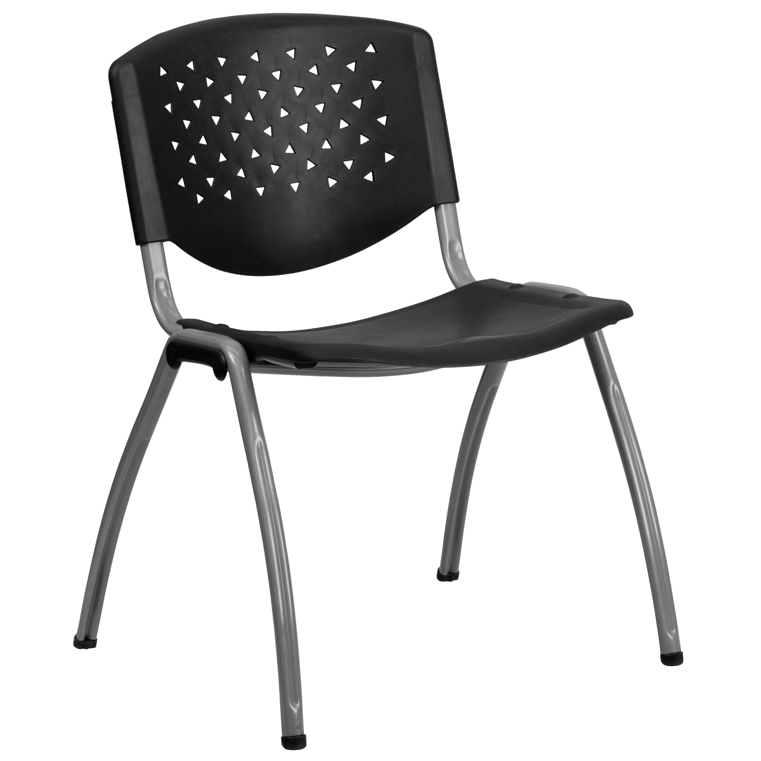 Flash Furniture HERCULES Series Plastic Stack Chair With Titanium Frame BlackGray PopularChairscom