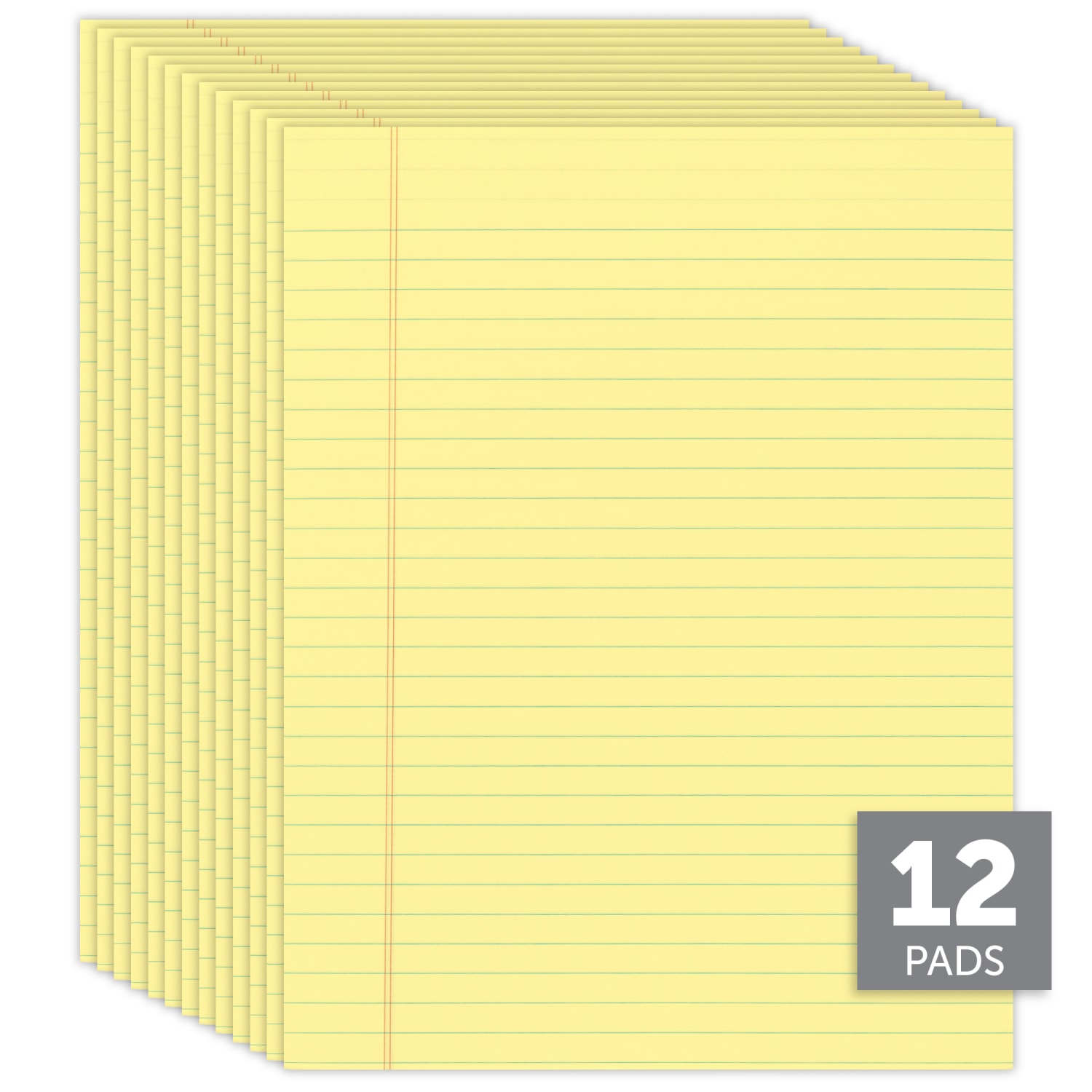 Office Depot Brand Glue-Top Legal Pads, 8 1/2in x 11in, Legal Ruled, 50 Sheets, Canary, Pack Of 12 Pads - Image 4