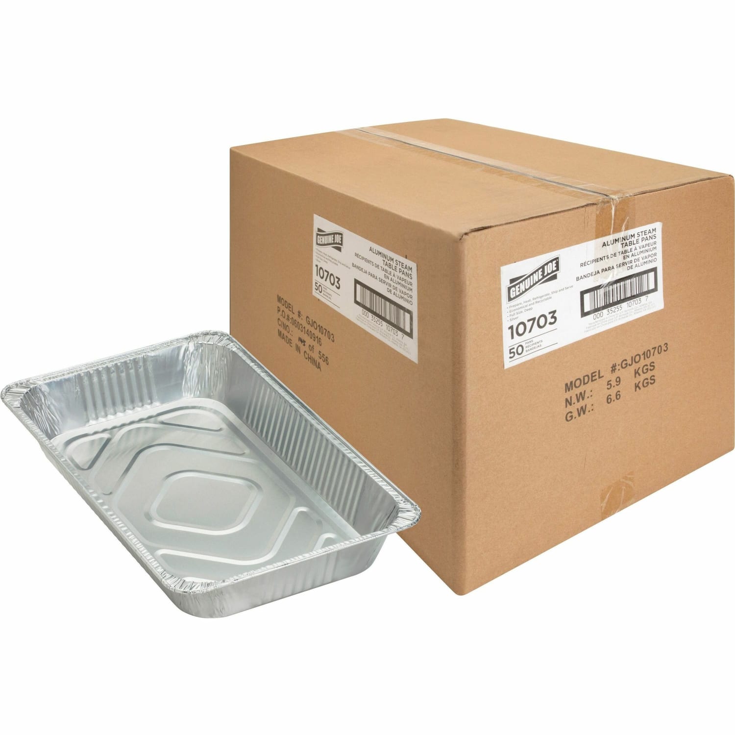 Genuine Joe Full-size Disposable Aluminum Pan - Cooking, Serving - Disposable - Silver - Aluminum Body - 50 / Carton - Image 3