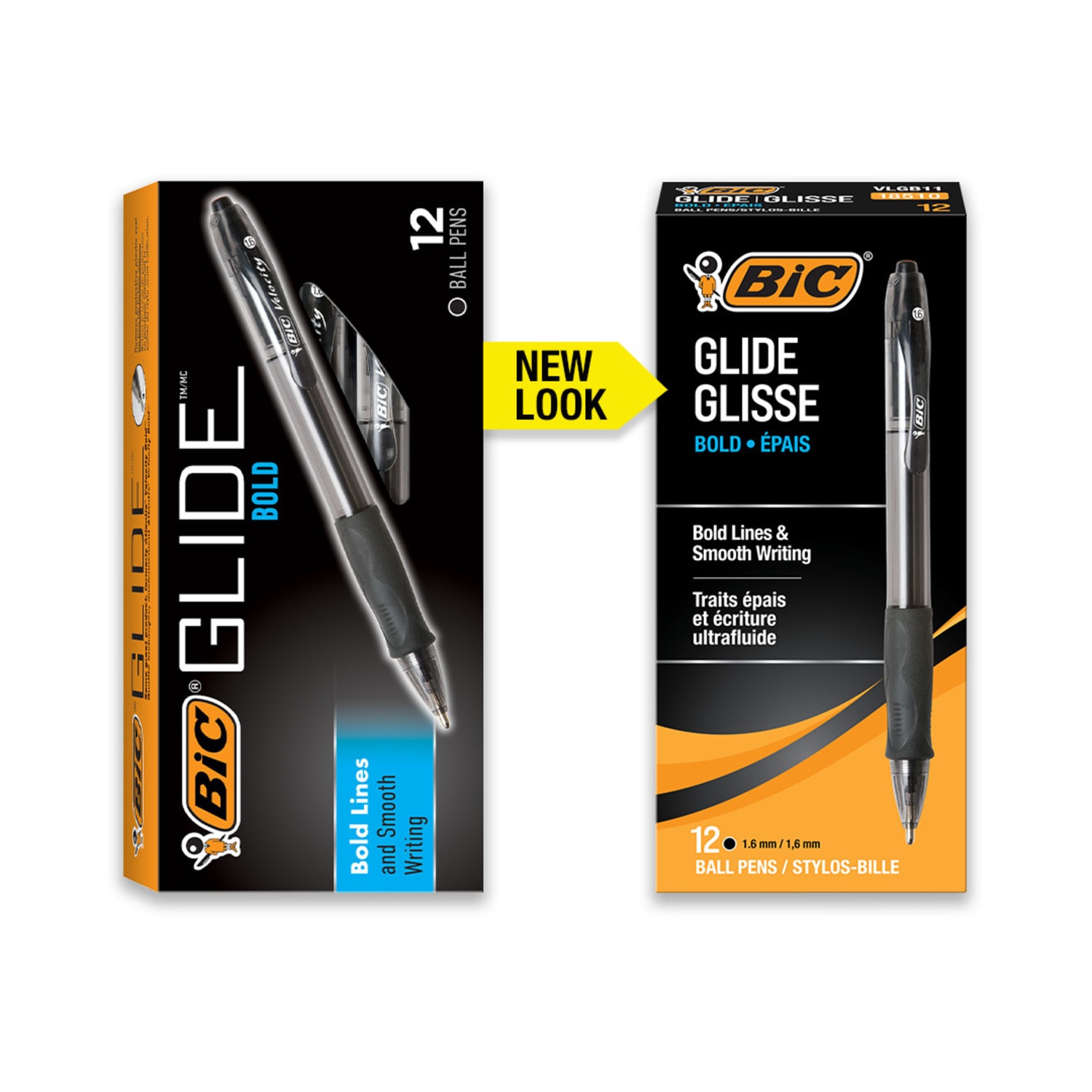 BIC Glide Bold Ballpoint Pens, Bold Point, 1.6 mm, Translucent Barrel, Black Ink, Pack Of 12 Pens - Image 3