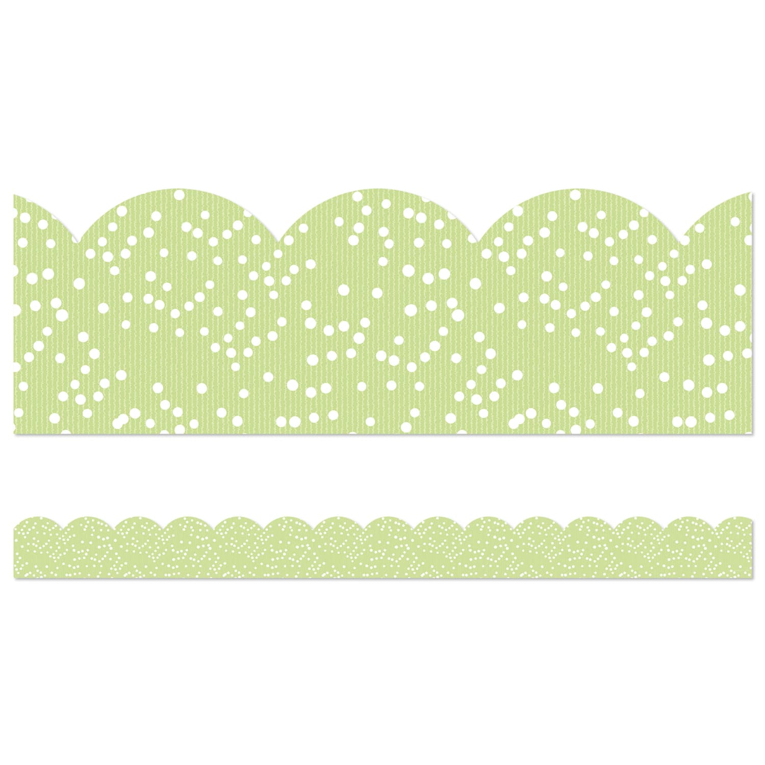 Carson Dellosa Education Scalloped Border, Crafty and Cool Light Green with Dots, 39 Feet Per Pack, Set Of 6 Packs - Image 3
