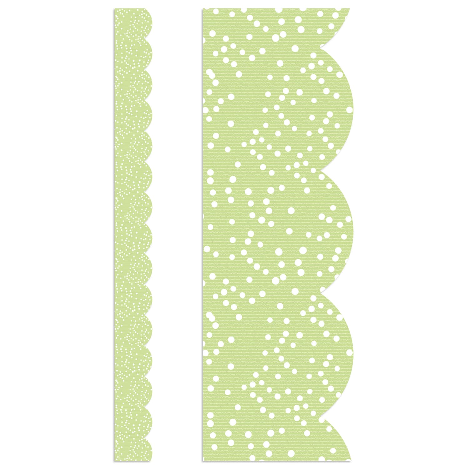 Carson Dellosa Education Scalloped Border, Crafty and Cool Light Green with Dots, 39 Feet Per Pack, Set Of 6 Packs - Image 4