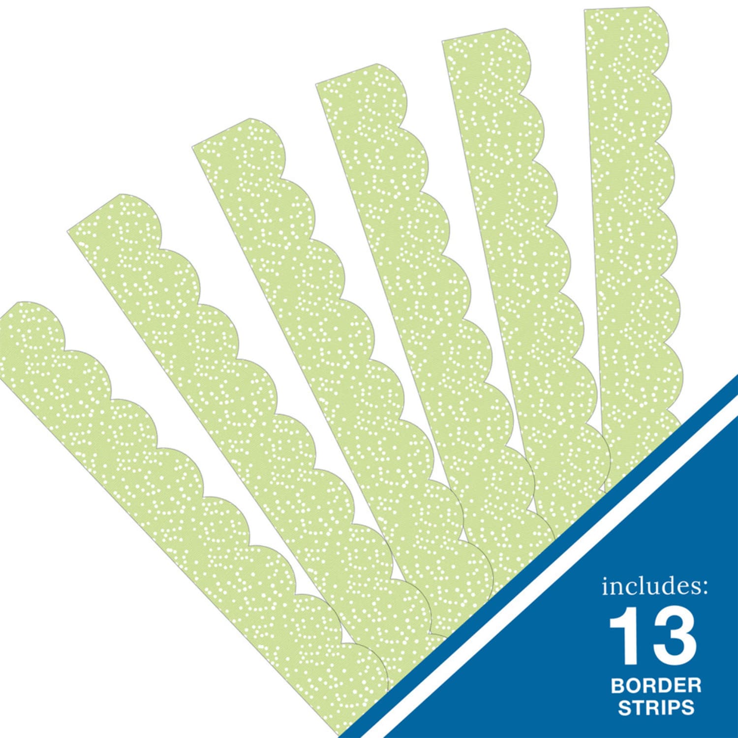 Carson Dellosa Education Scalloped Border, Crafty and Cool Light Green with Dots, 39 Feet Per Pack, Set Of 6 Packs - Image 5