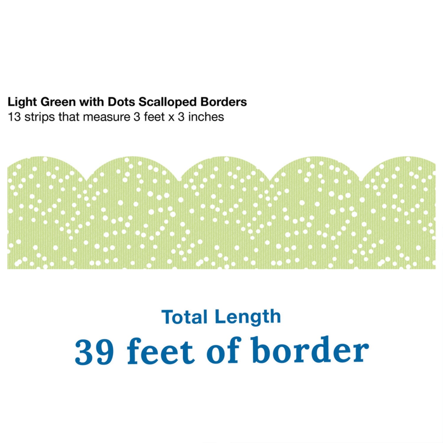 Carson Dellosa Education Scalloped Border, Crafty and Cool Light Green with Dots, 39 Feet Per Pack, Set Of 6 Packs - Image 6