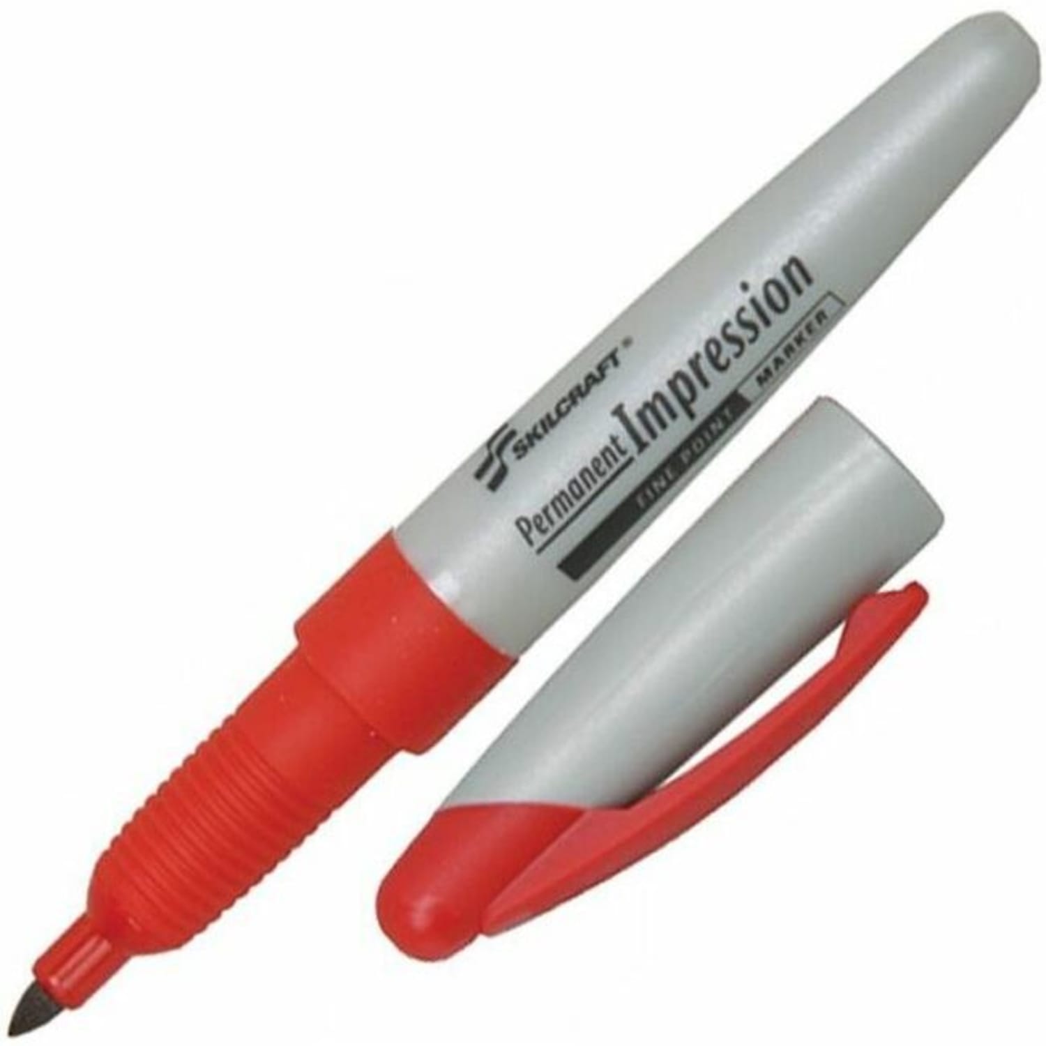 SKILCRAFT Permanent Impressions Fine-Tip Permanent Markers, Red, Pack Of 12 (AbilityOne 7520-01-519-4374) - Image 3