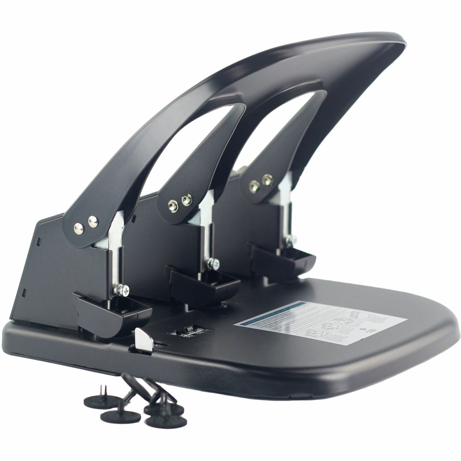 Sparco Manual Adjustable 3-Hole Punch, 100-Sheet Capacity, 10 1/4inH x 10 3/8inW x 6 1/4inD, Black - Image 4