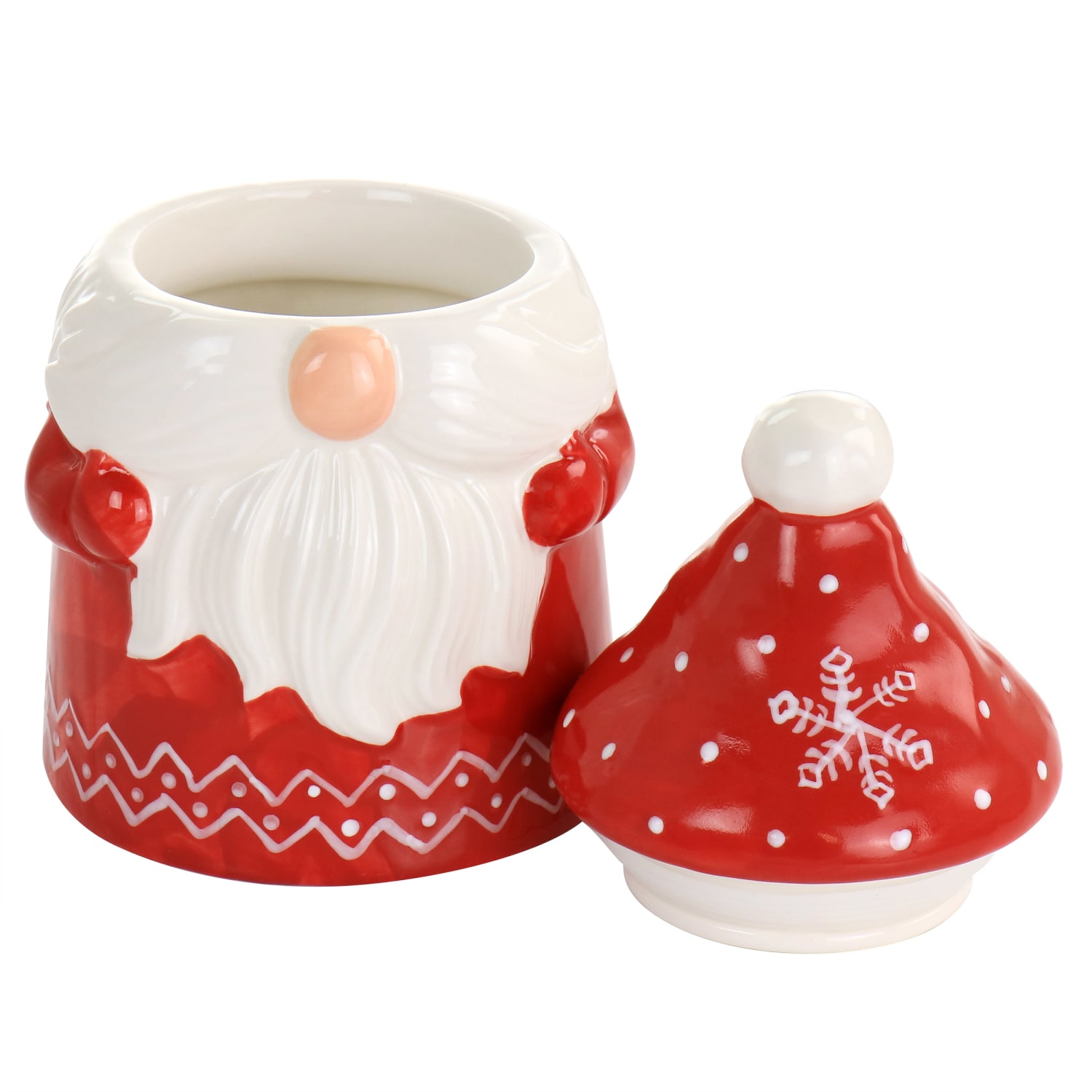 Gibson Home Happy Gnome Durastone Cookie Jar, 7-1/2in, Red - Image 6