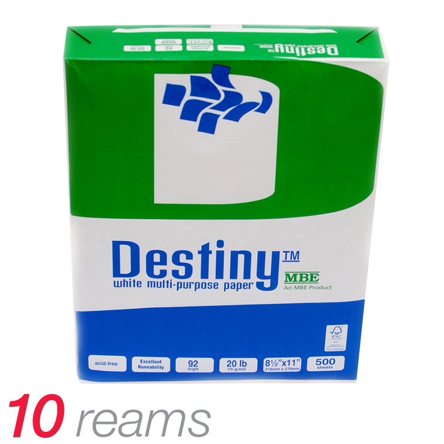 Destiny Multi-Use Printer & Copy Paper, 10 Reams, White, Letter (8.5in x 11in), 5000 Sheets Per Case, 20 Lb, 92 Brightness - Image 3