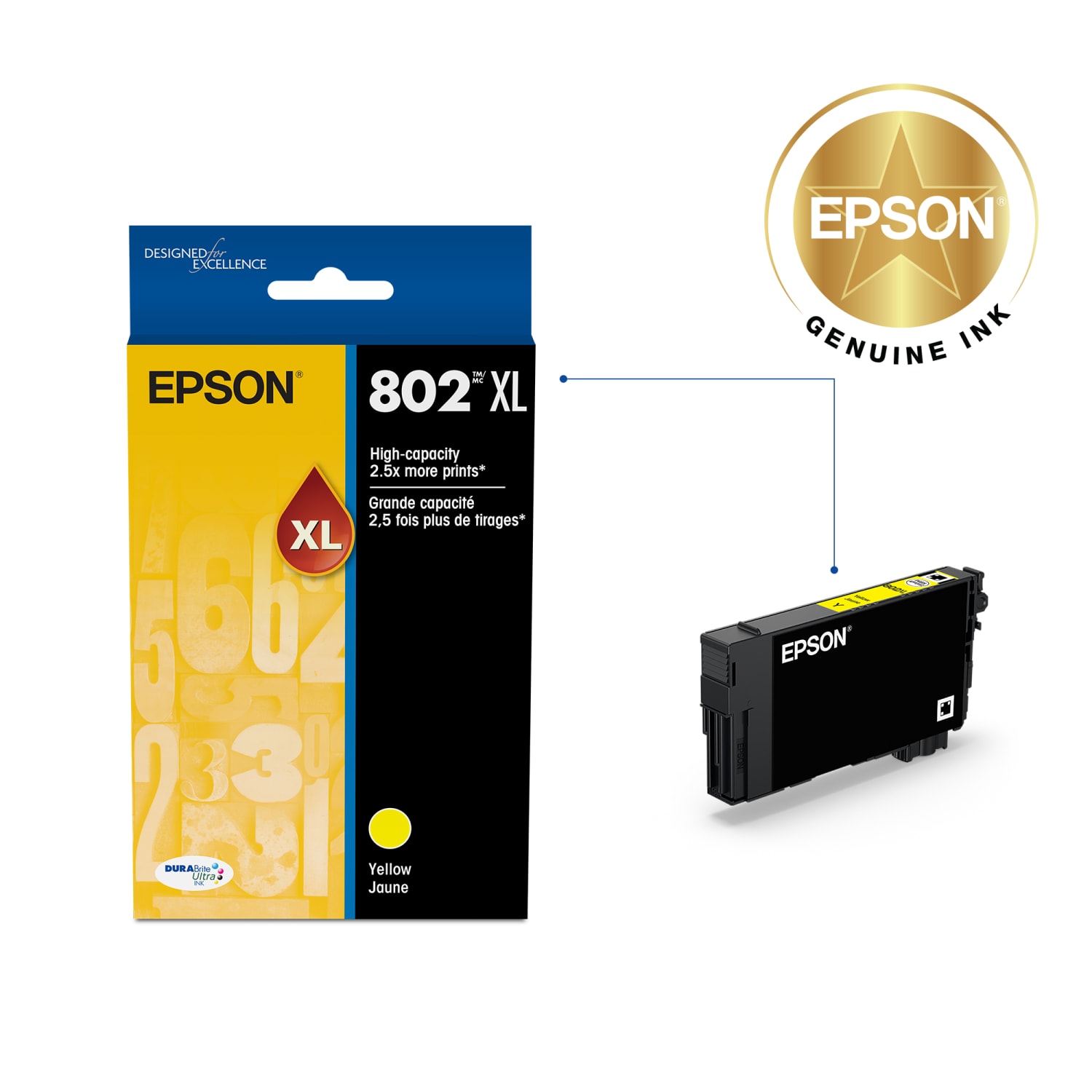 Epson 802XL DuraBrite Ultra High-Yield Yellow Ink Cartridge, T802XL420-S - Image 3