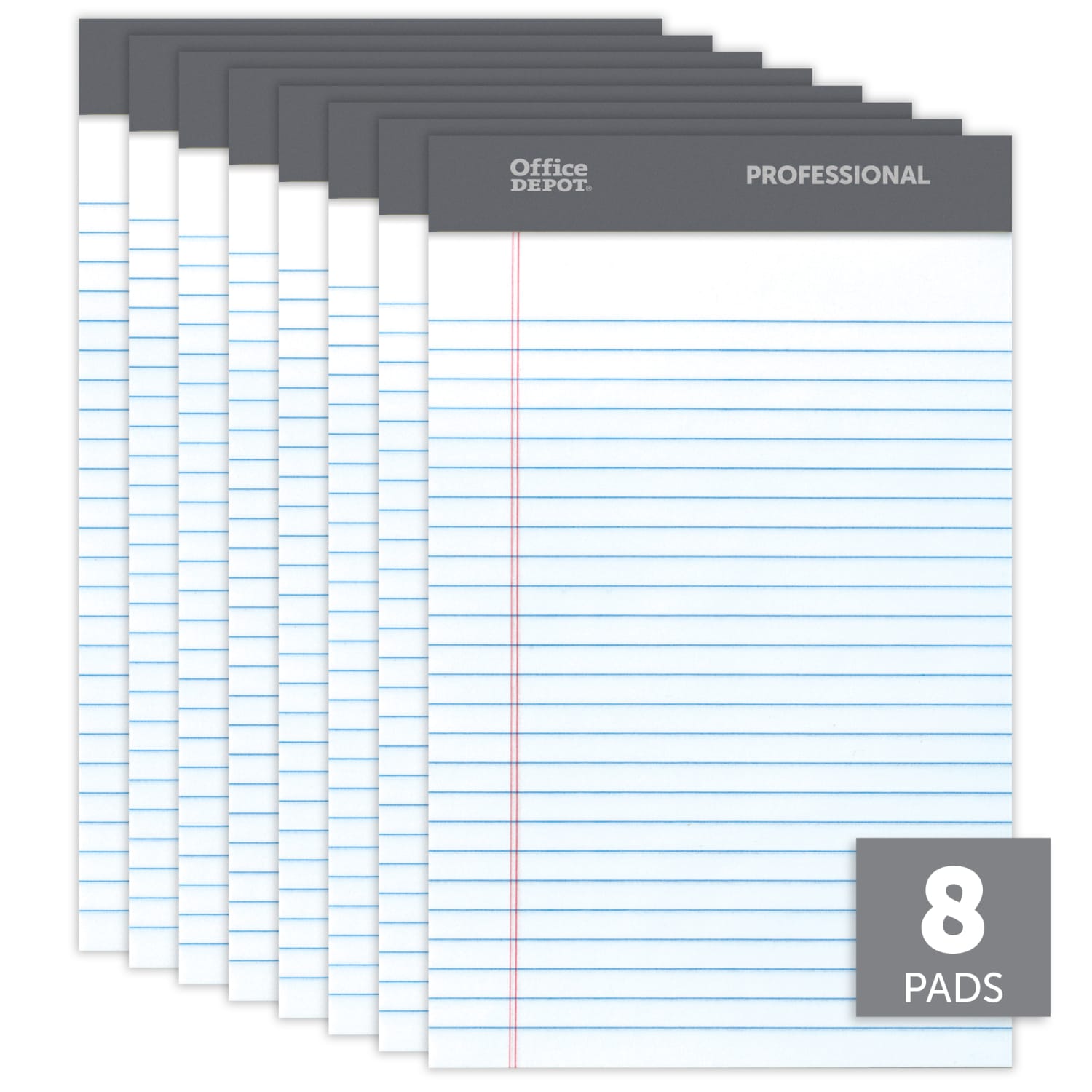 Office Depot Brand Professional Writing Pads, 5in x 8in, Narrow Ruled, 50 Sheets, White, Pack Of 8 - Image 4
