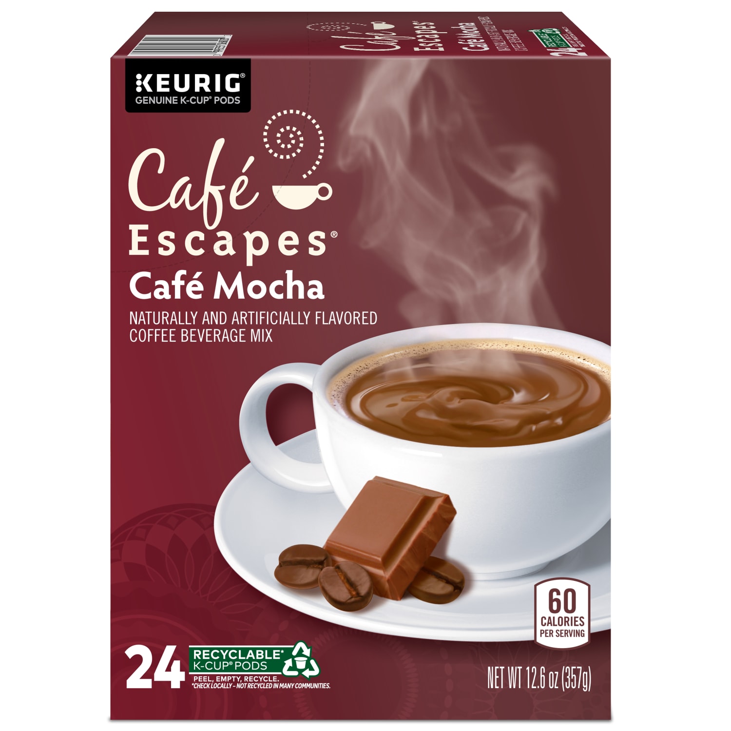 Cafe Escapes Cafe Mocha Keurig Single-Serve K-Cup Pods, 24 Pods Per Pack, Case Of 4 Packs - Image 4