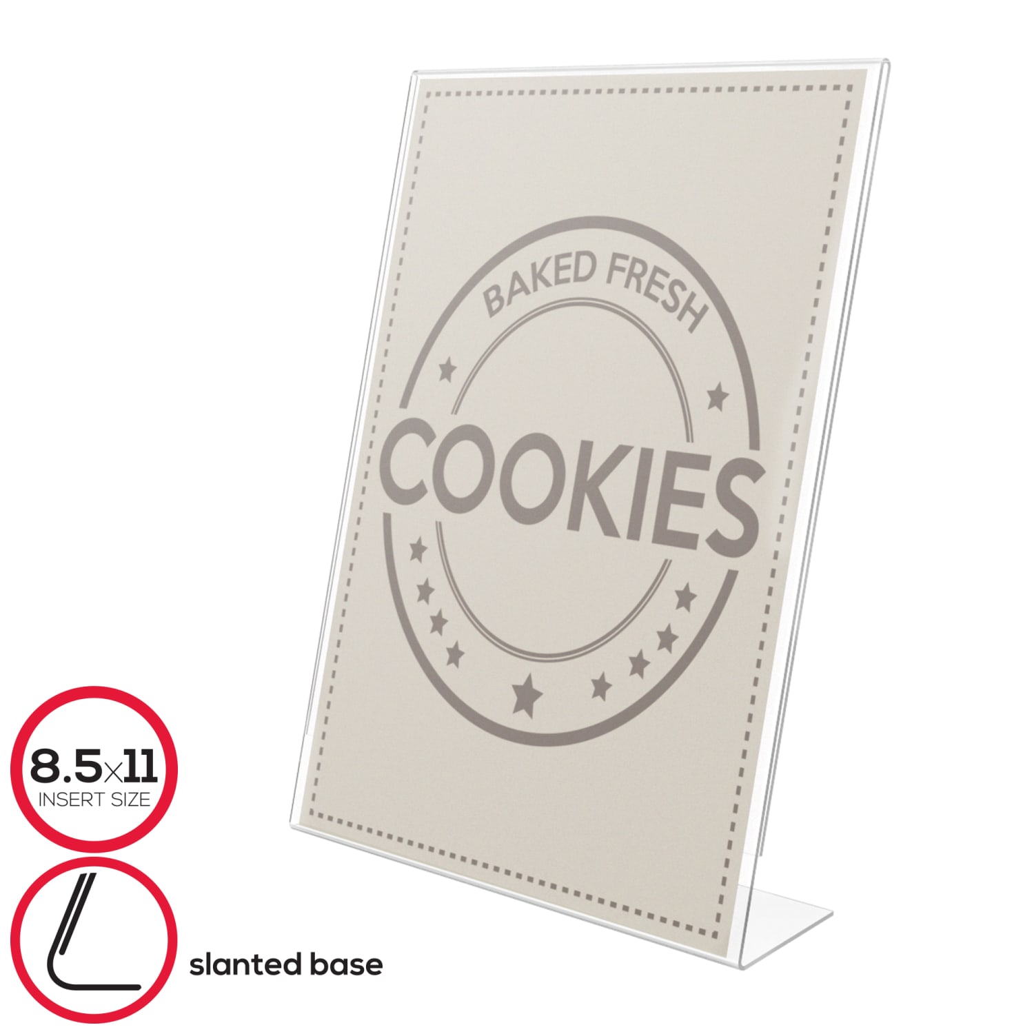 Deflecto Anti-Glare Slanted Sign Holder, Portrait, 11in x 8 1/2in, Clear - Image 3