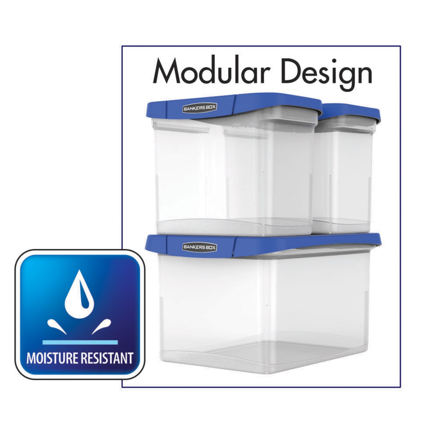 Bankers Box Heavy-Duty Portable Storage File Box, Letter/Legal Size, 10 5/8in x 14 3/16in x 17 3/8in, Clear/Blue - Image 4