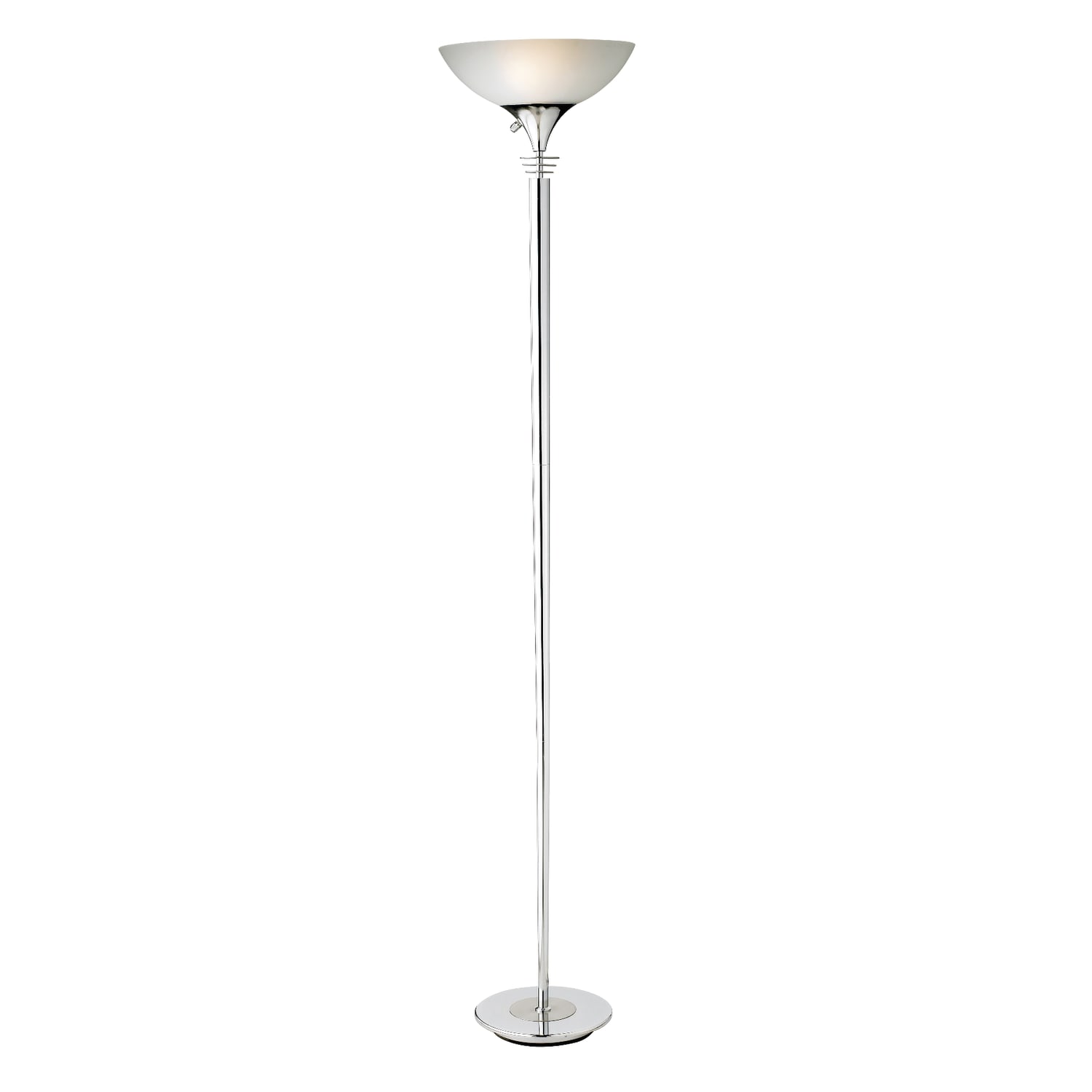 Adesso Metropolis 300W Torchiere Floor Lamp, 71 1/2inH, Frosted White Shade/Chrome Base