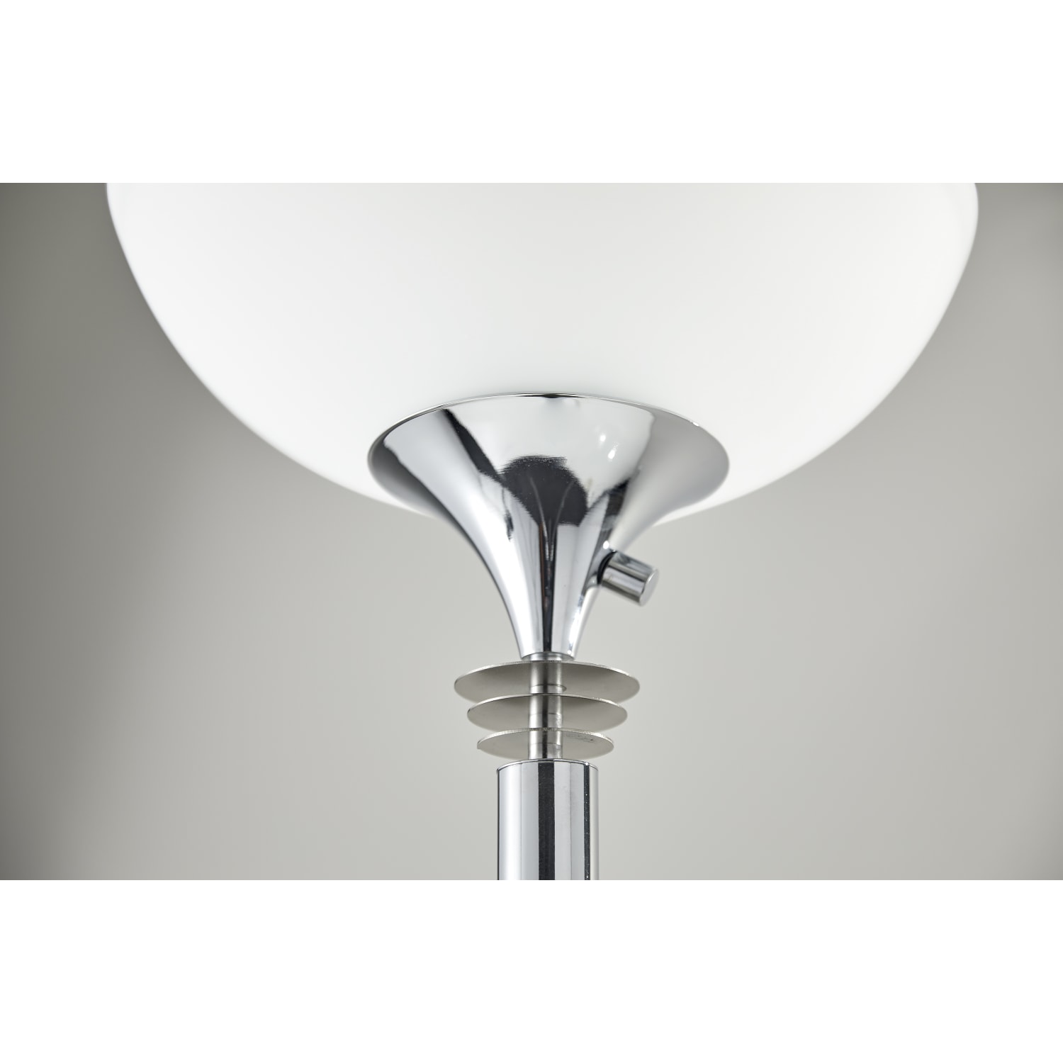 Adesso Metropolis 300W Torchiere Floor Lamp, 71 1/2inH, Frosted White Shade/Chrome Base - Image 4