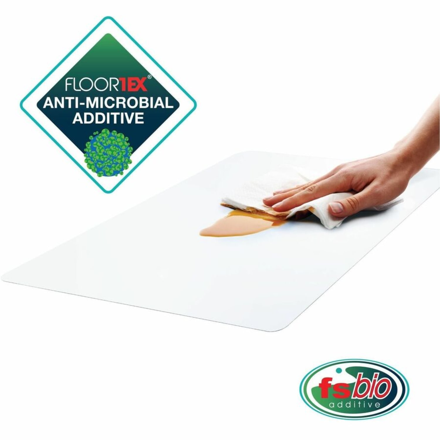 Floortex Hometex Biosafe Hometex Anti-Microbial Table Mat 19in x 24in - Rectangle - 19in Width x 0in Depth - PVC Vinyl - Fresh Mist - TAA Compliant - Image 3