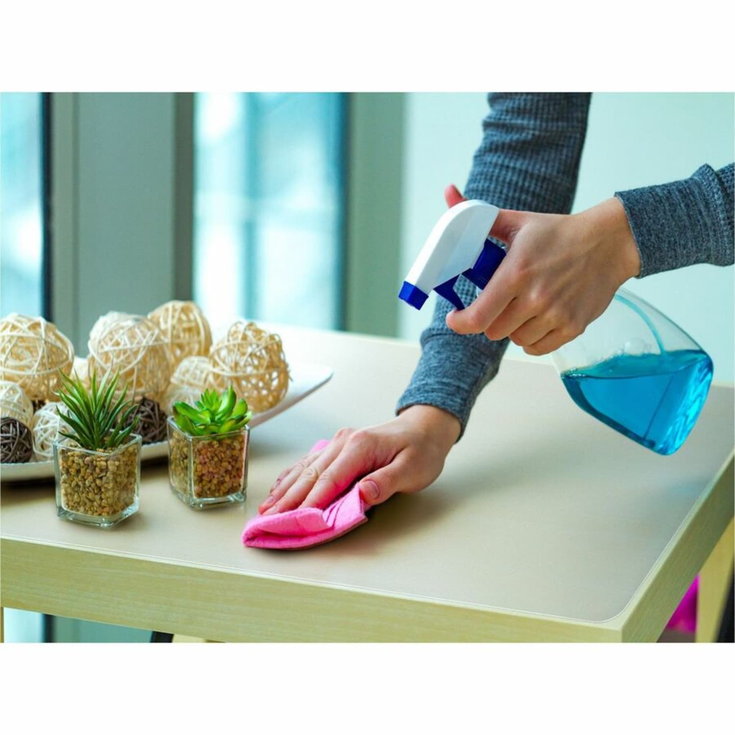 Floortex Hometex Biosafe Hometex Anti-Microbial Table Mat 19in x 24in - Rectangle - 19in Width x 0in Depth - PVC Vinyl - Fresh Mist - TAA Compliant - Image 4