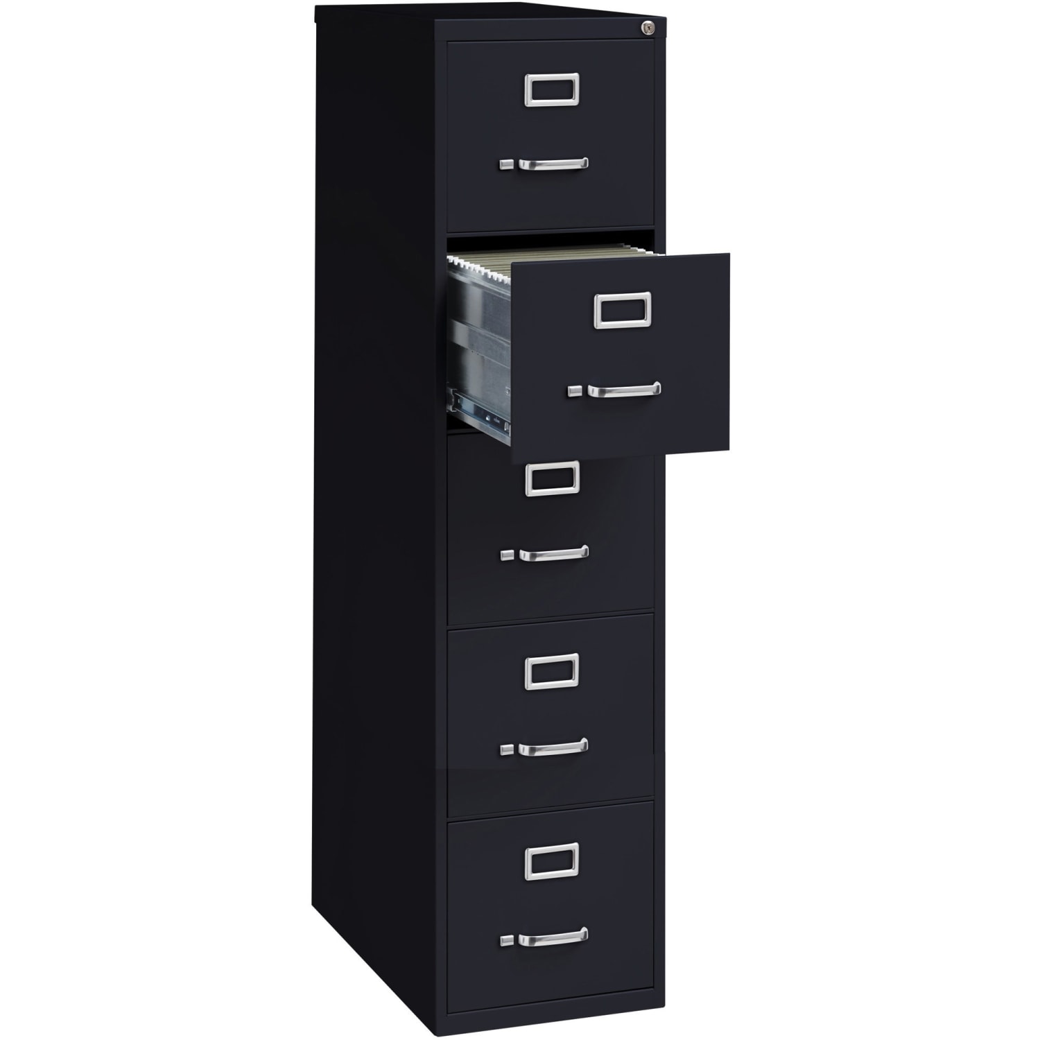 Lorell Fortress 26-1/2inD Vertical 5-Drawer Letter-Size File Cabinet, Black - Image 5