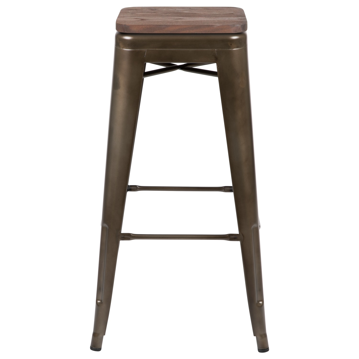 Flash Furniture 30in High Metal Indoor Bar Stool with Wood Seat  Stackable Set of 4 Gun Metal PopularChairscom