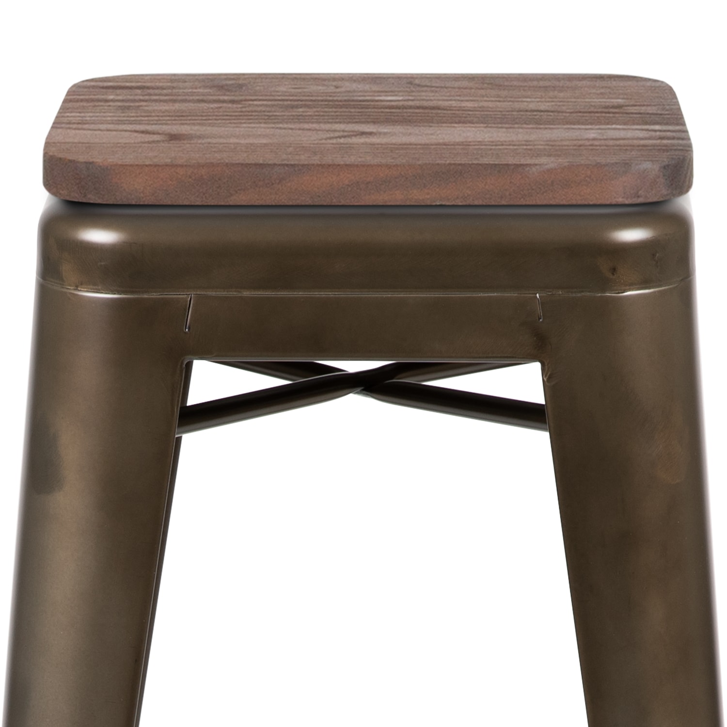 Flash Furniture 30in High Metal Indoor Bar Stool with Wood Seat  Stackable Set of 4 Gun Metal PopularChairscom