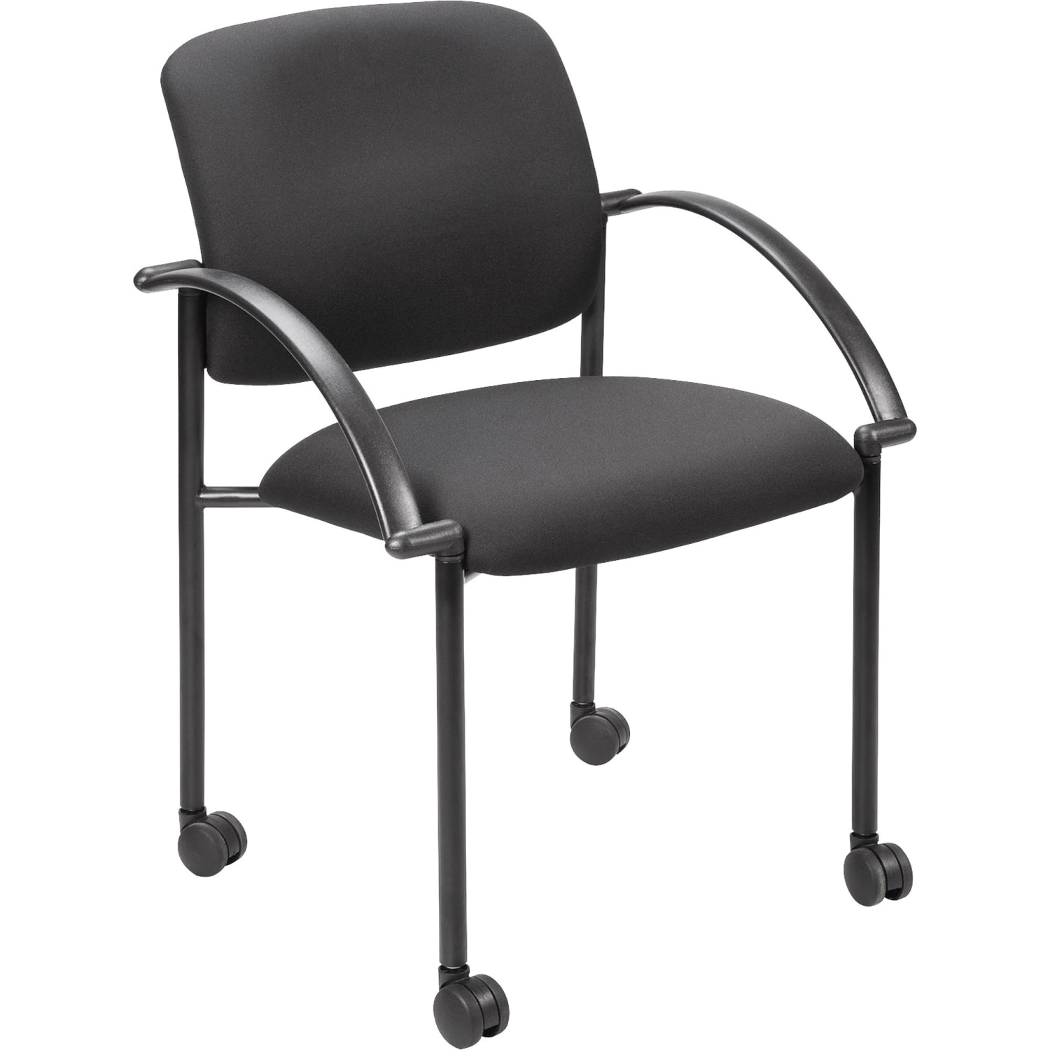 Lorell Mobile Stacking Guest Chair With Arms Black 2 Per Set PopularChairscom