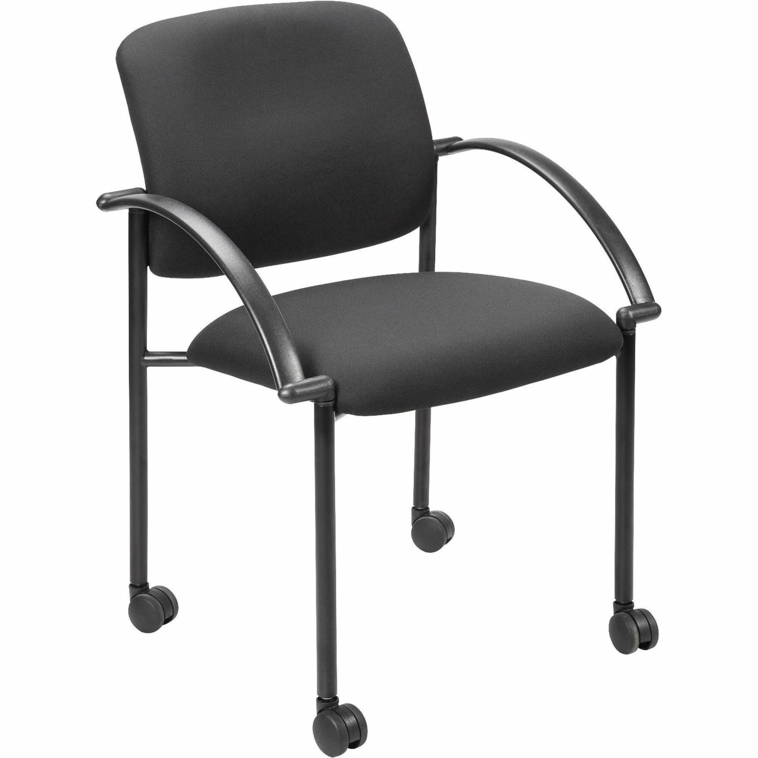 Lorell Mobile Stacking Guest Chair With Arms, Black, 2 Per Set - Image 5