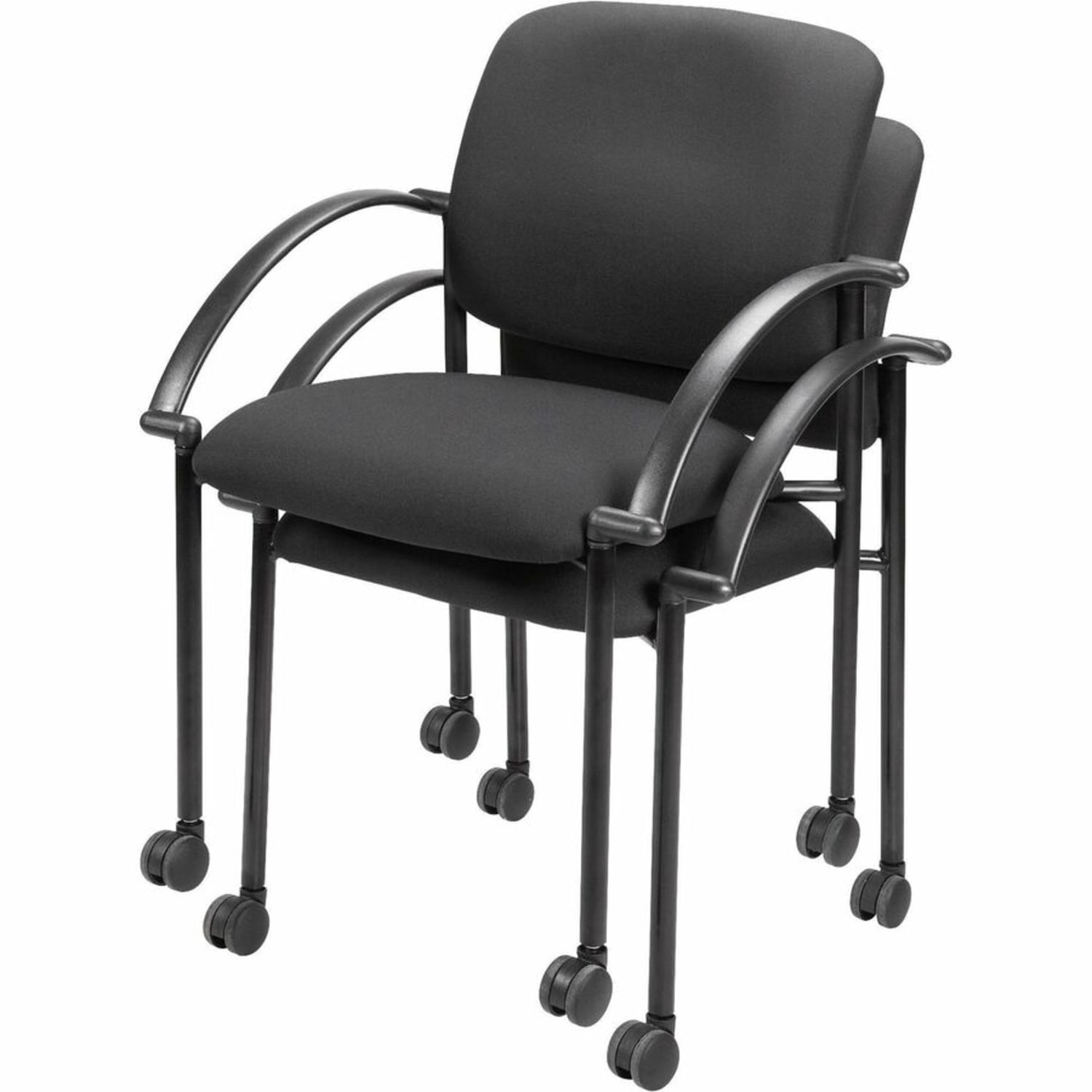 Lorell Mobile Stacking Guest Chair With Arms, Black, 2 Per Set - Image 6