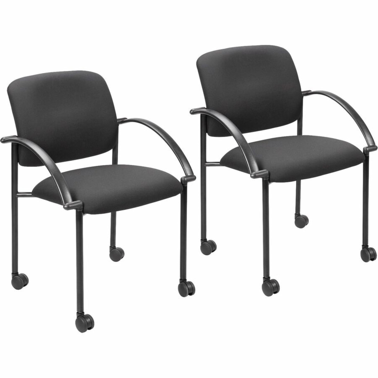 Lorell Mobile Stacking Guest Chair With Arms, Black, 2 Per Set - Image 8
