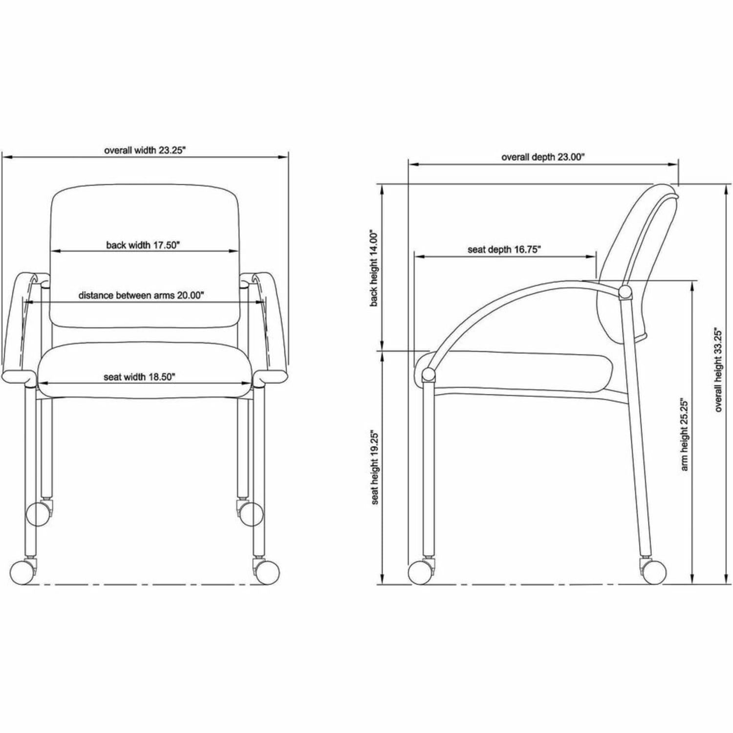 Lorell Mobile Stacking Guest Chair With Arms, Black, 2 Per Set - Image 9
