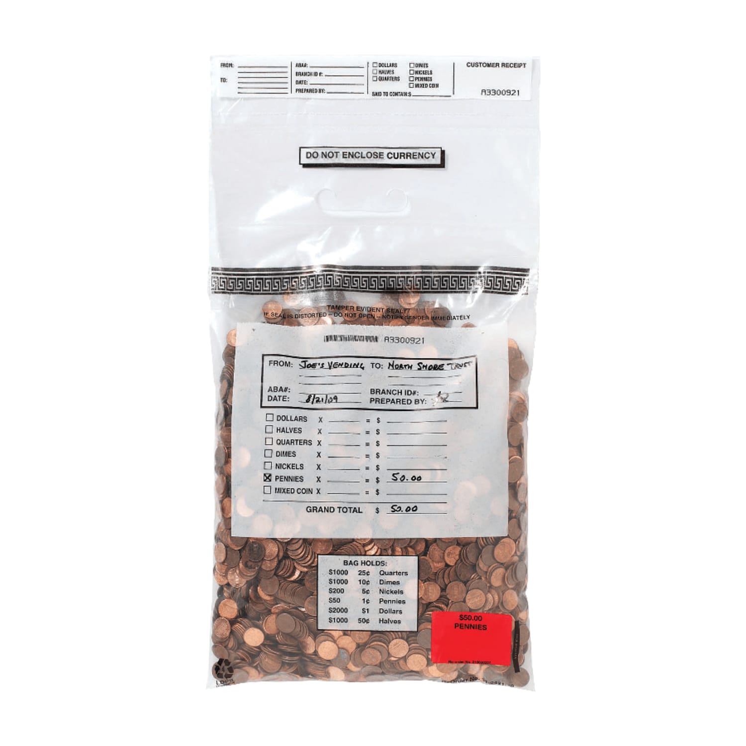 MMF Industries Single-Handle Self-Sealing Coin Deposit Bags, 12 3/8in x 18in, Clear, Box Of 100