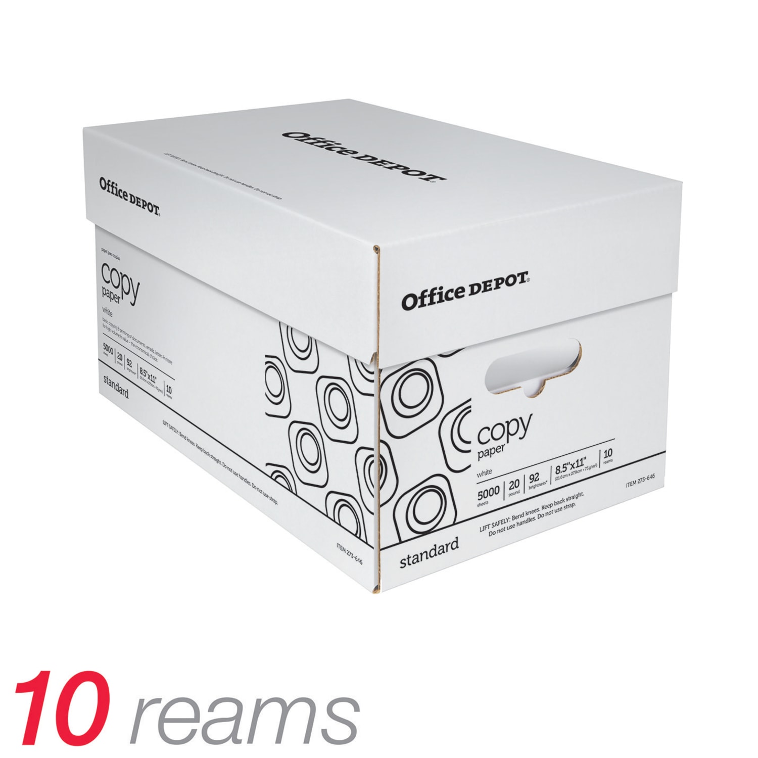 Office Depot Copy Paper, 10 Reams, White, Letter (8.5in x 11in), 5000 Sheets Per Case, 20 Lb, 92 Brightness - Image 3