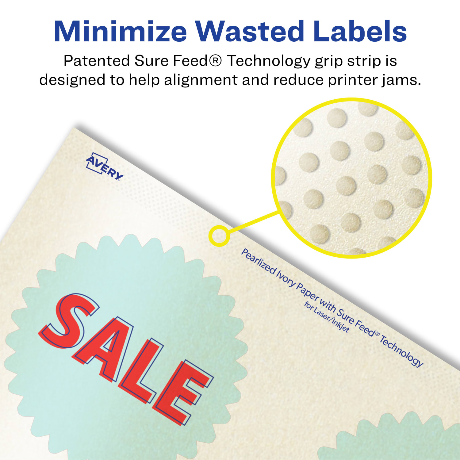 Avery Pearlized Permanent Labels With Sure Feed, 94609-PIP25, Starburst, 3in, Ivory, Pack Of 150 Labels - Image 5