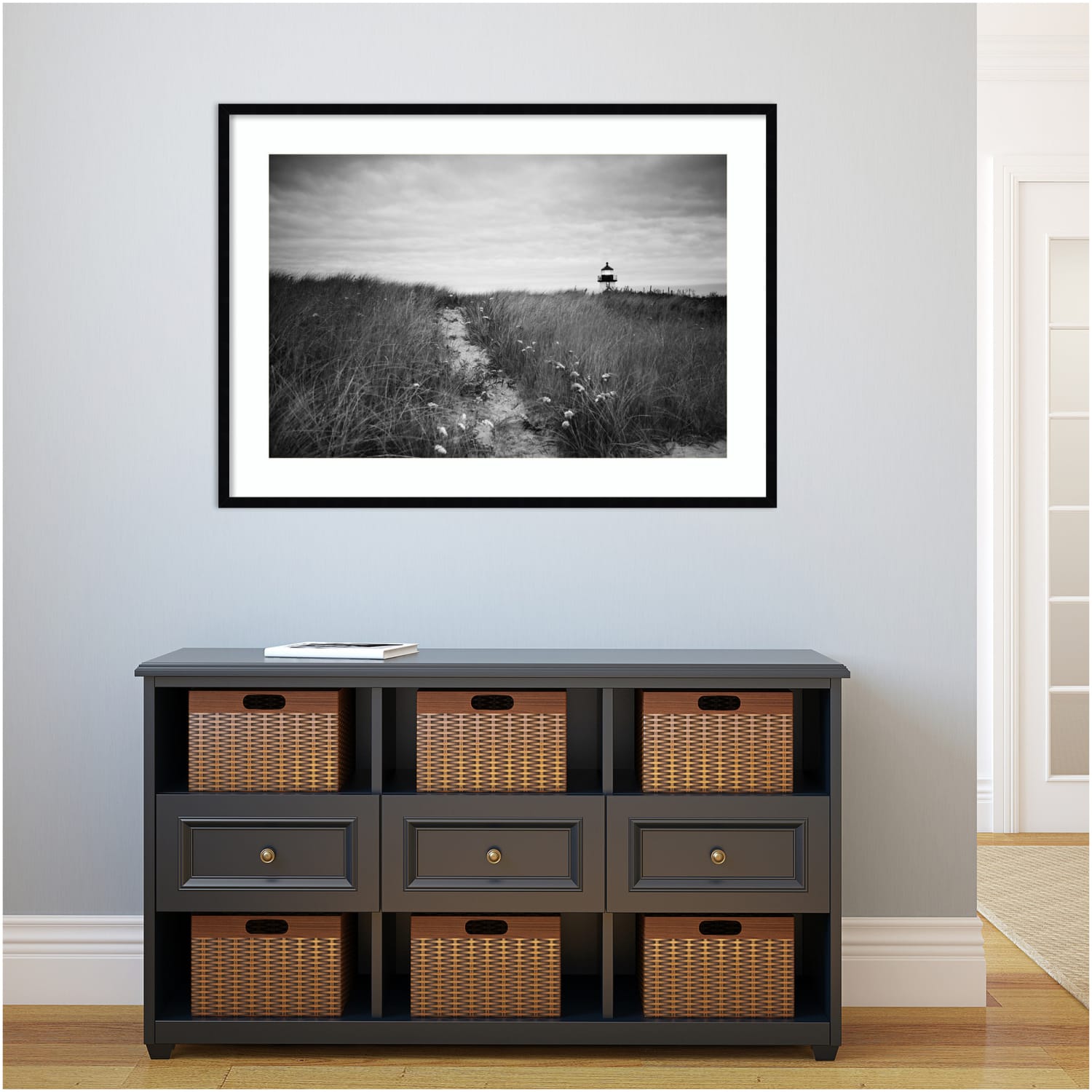 Amanti Art Nantucket Lighthouse by Aledanda Wood Framed Wall Art Print, 41inW x 30inH, Black - Image 4
